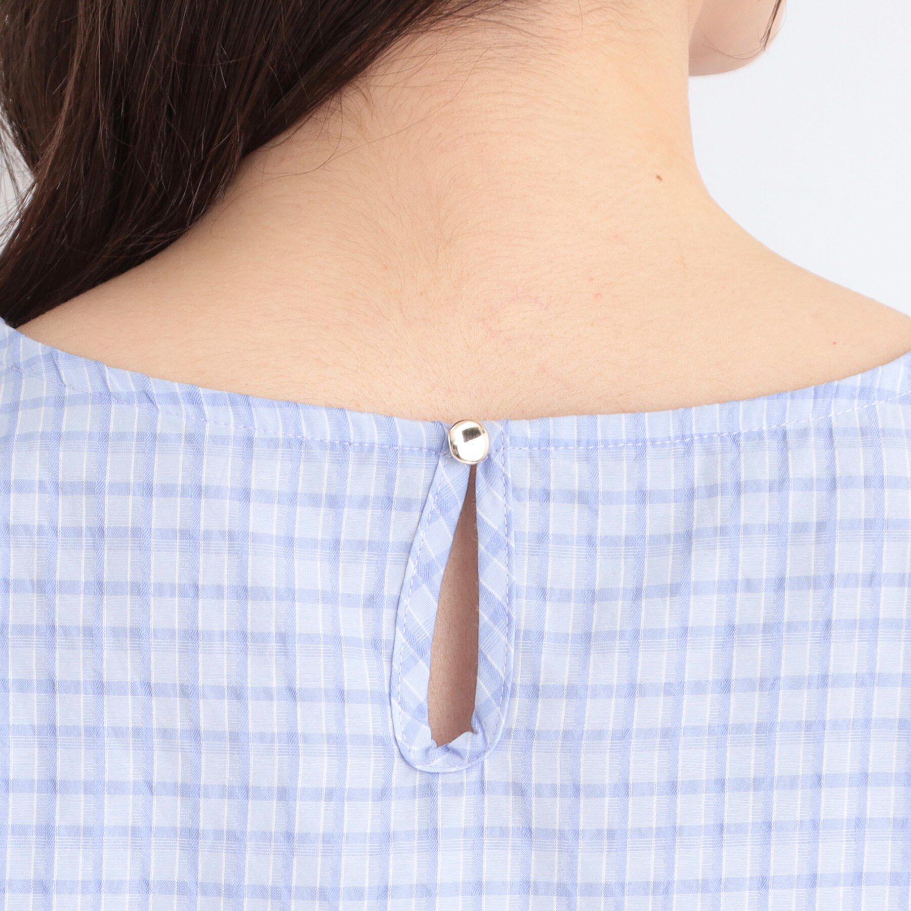 SHOO･LA･RUE「【セットアップ可/S-LL/洗濯機可】二の腕もカバーしてくれる　さらっとした着心地のサッカーチェック」|シャツ・ブラウス|