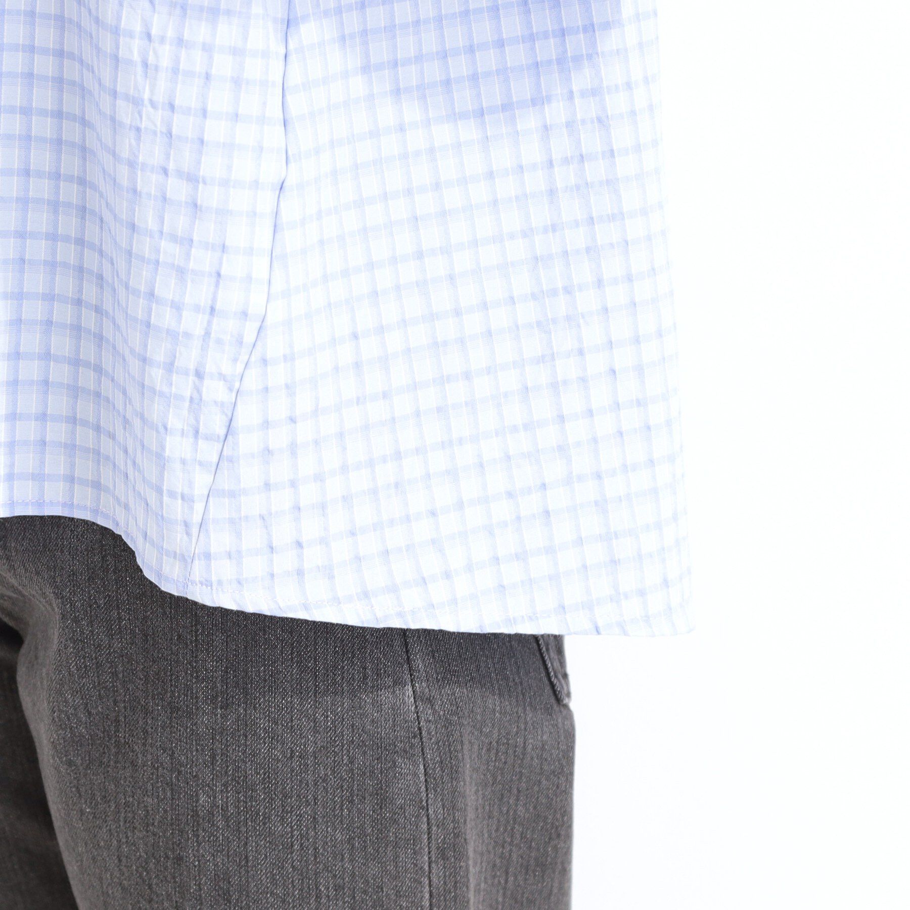 SHOO･LA･RUE「【セットアップ可/S-LL/洗濯機可】二の腕もカバーしてくれる　さらっとした着心地のサッカーチェック」|シャツ・ブラウス|