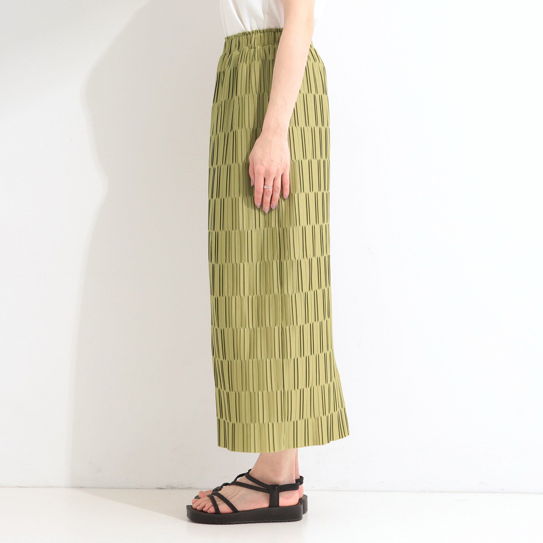 SHOO･LA･RUE「【S-LL/洗濯機可】変形プリーツで差が付く ナロースカート」|ワンピース|