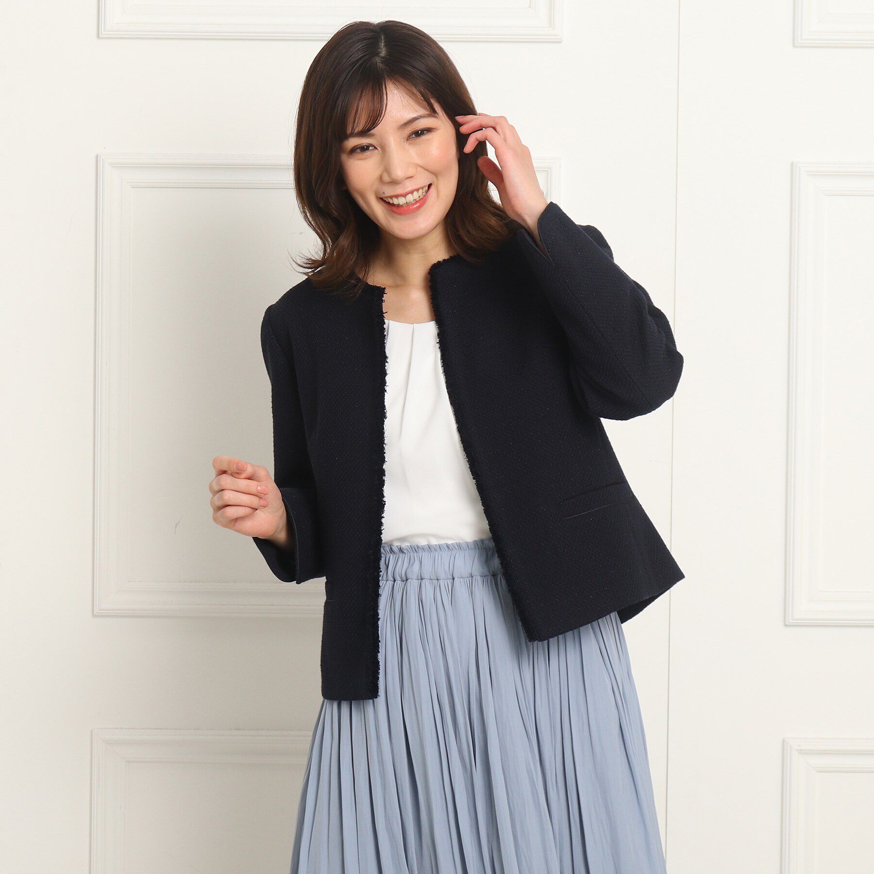 Dessin「【セットアップ可能】ノーカラージャケット＜S～L＞」|スーツ|ネイビー(093)