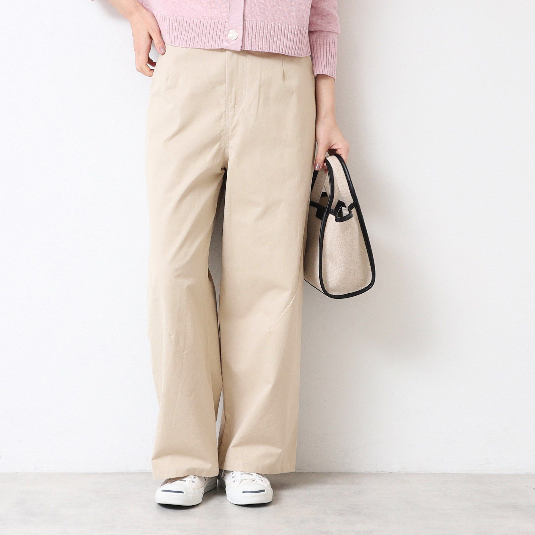 Dessin「【洗える・後ろゴム】コットンワイドパンツ（S～L）」|その他|ライトベージュ(05