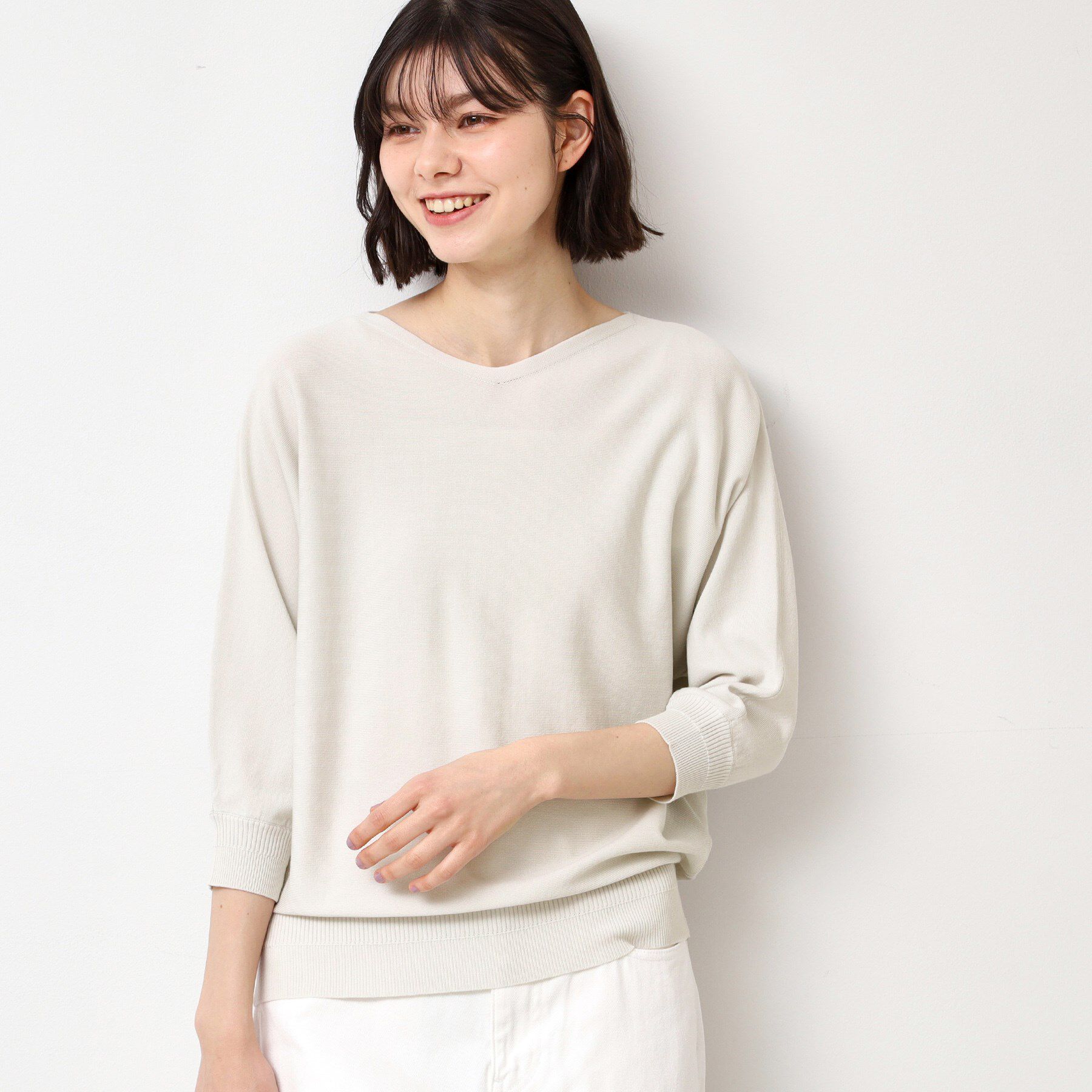 Dessin「【選べる7色展開・洗える】後ろボタンニットプルオーバー七分袖（XS～L）」|ニット・セーター|