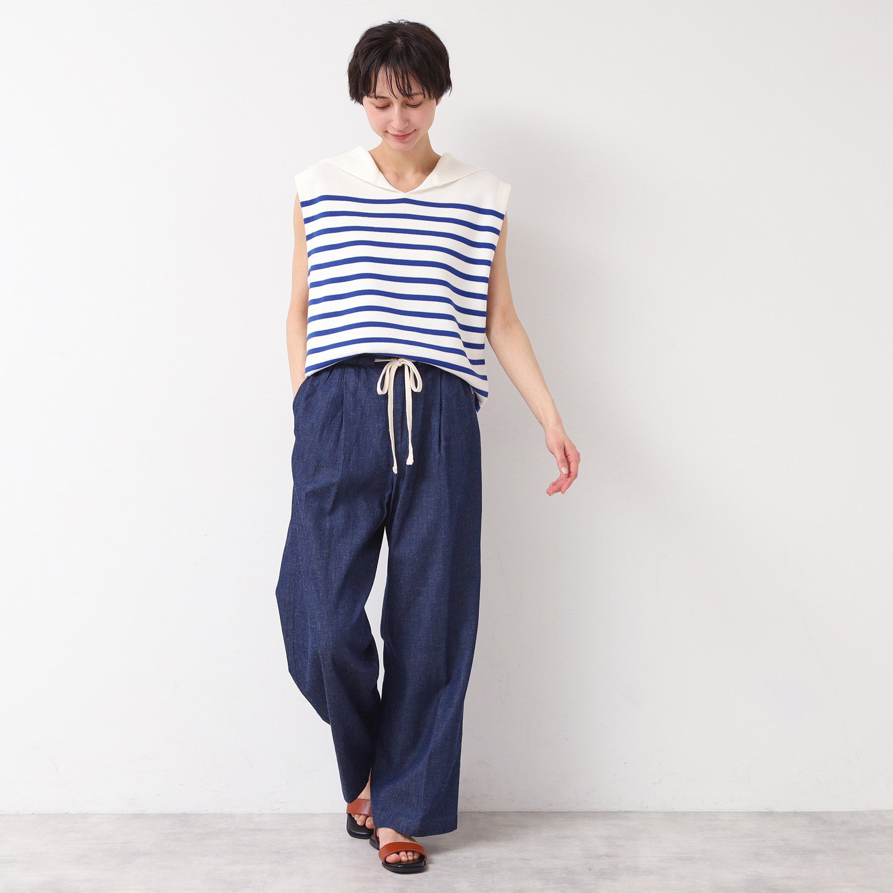 Dessin「【洗える】セーラーカラーボーダーニット」|ニット・セーター|