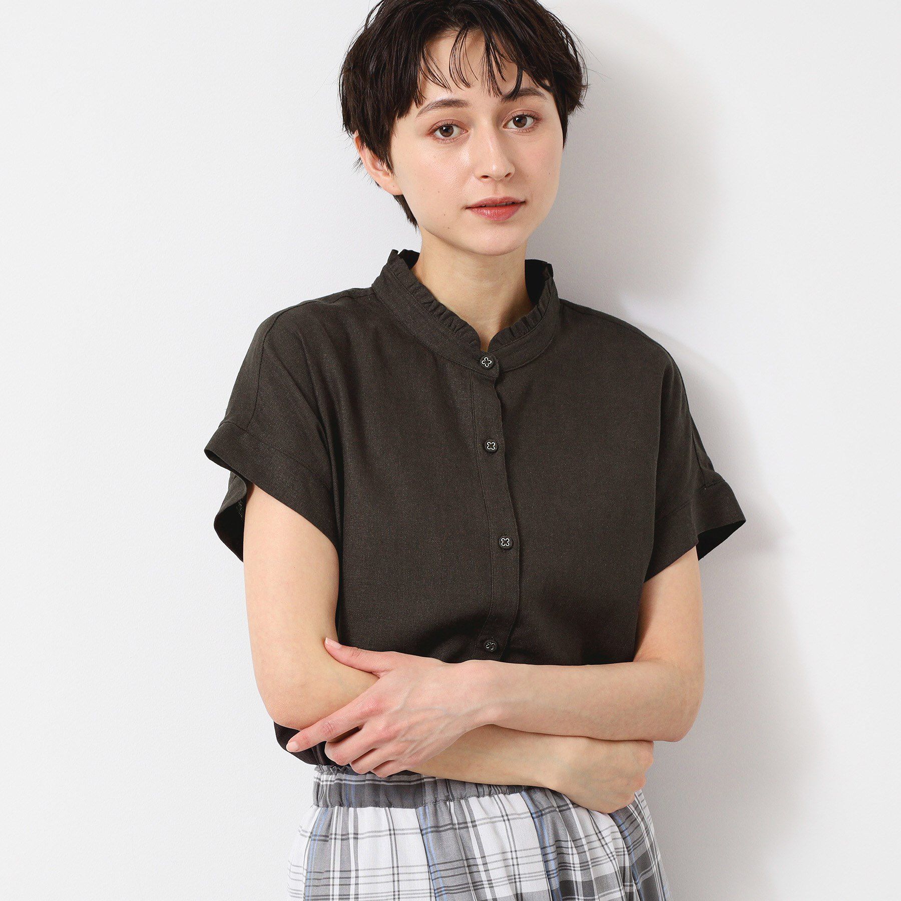 Dessin「【洗える】フリルネックシャツ（XS～L）」|シャツ・ブラウス|