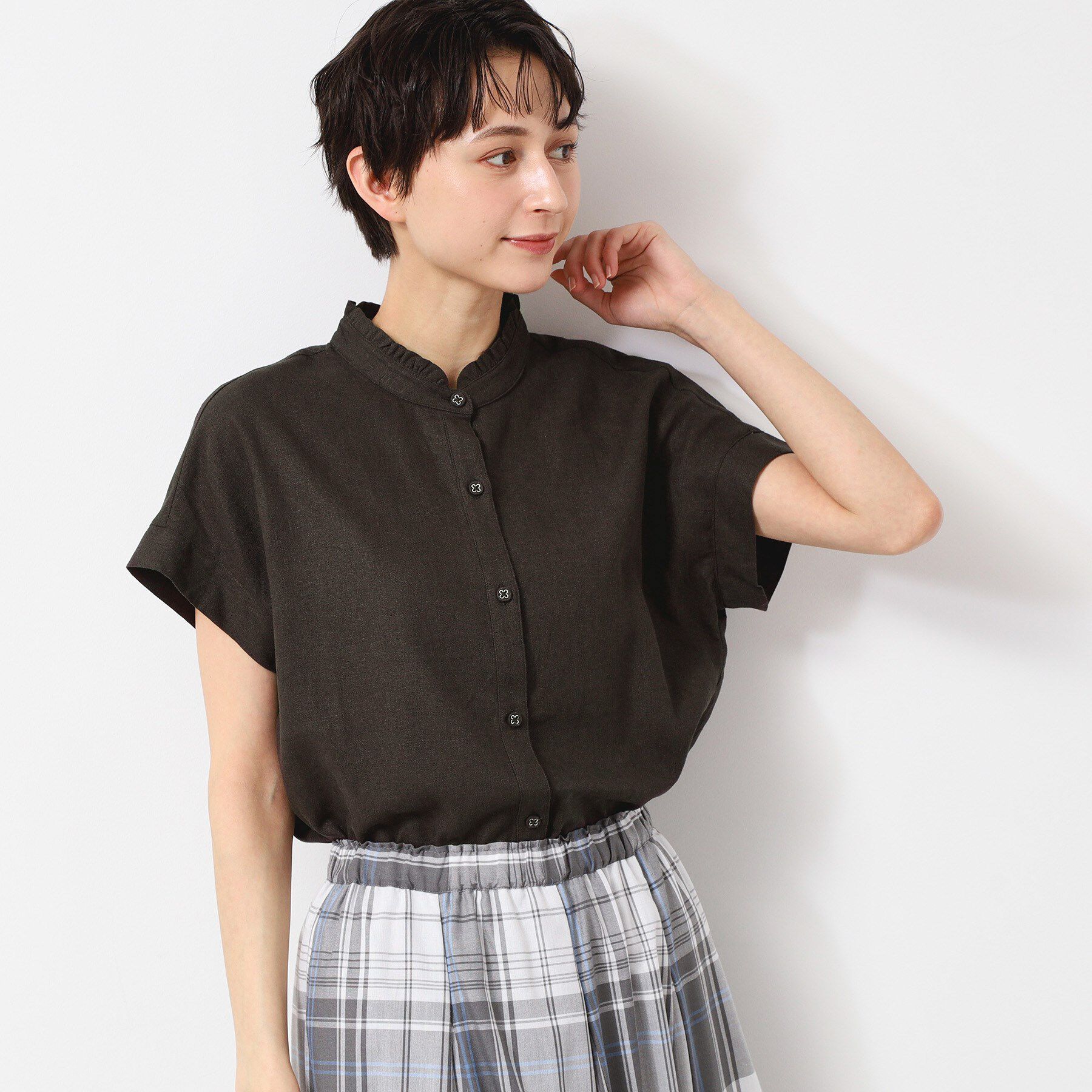 Dessin「【洗える】フリルネックシャツ（XS～L）」|シャツ・ブラウス|