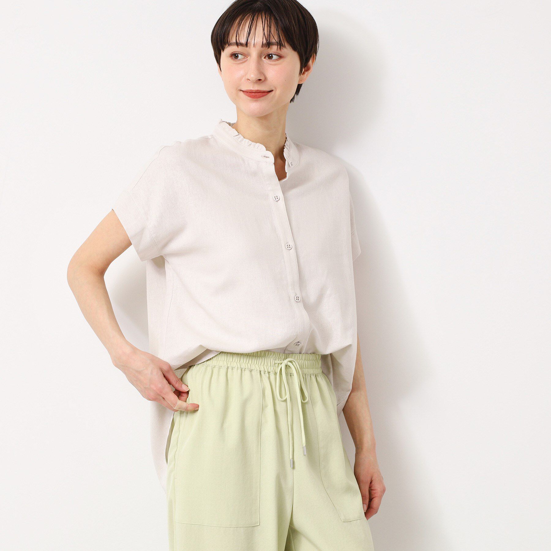 Dessin「【洗える】フリルネックシャツ（XS～L）」|シャツ・ブラウス|