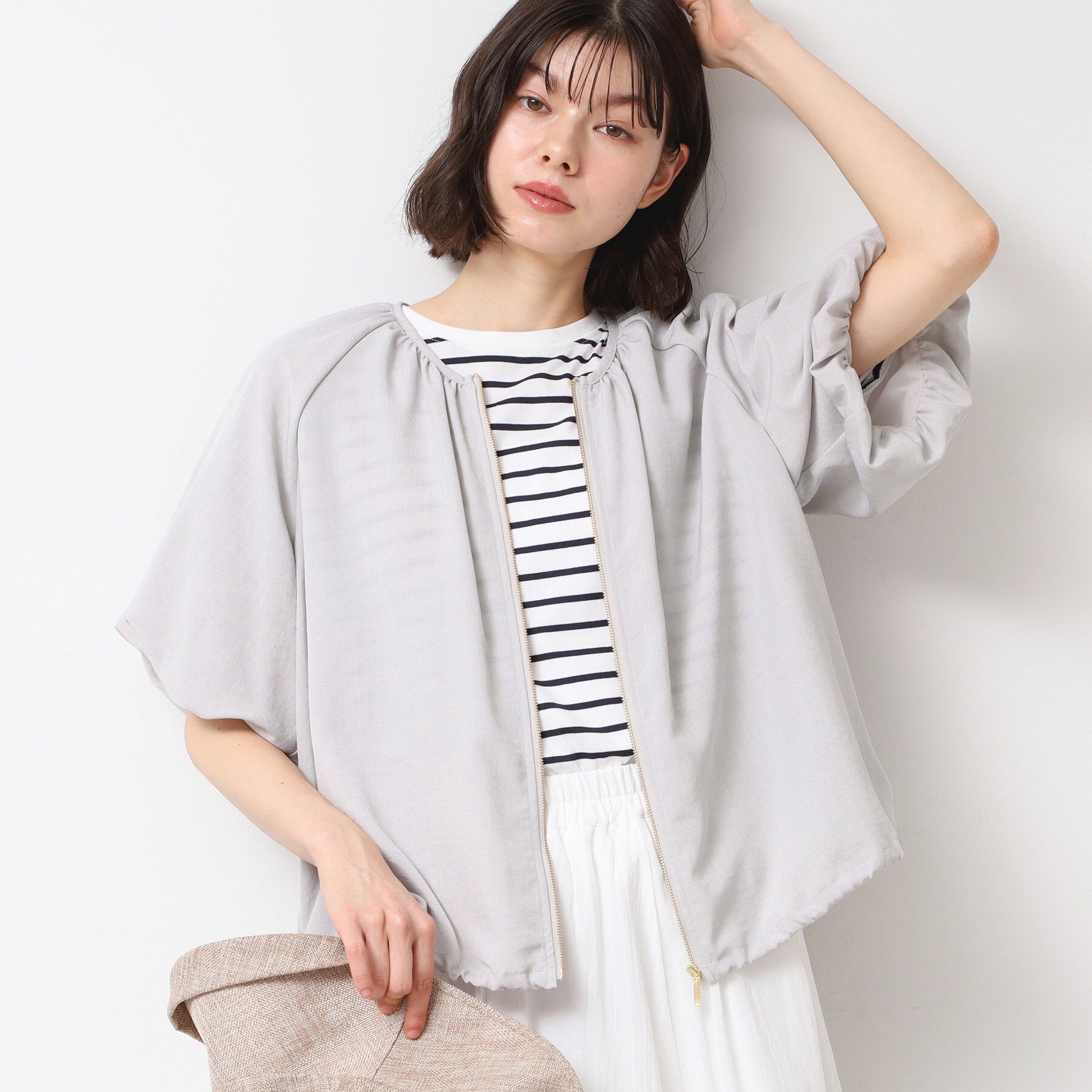 Dessin「【洗える】ドローコード付きバルーン袖ブルゾン」|ブルゾン・スタジャン|