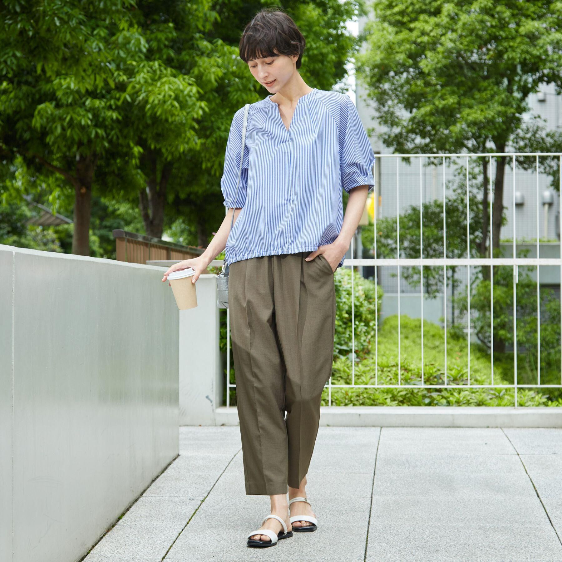 Dessin「【洗える・4サイズ展開】パフスリーブ五分袖ブラウス（XS～L）」|シャツ・ブラウス|