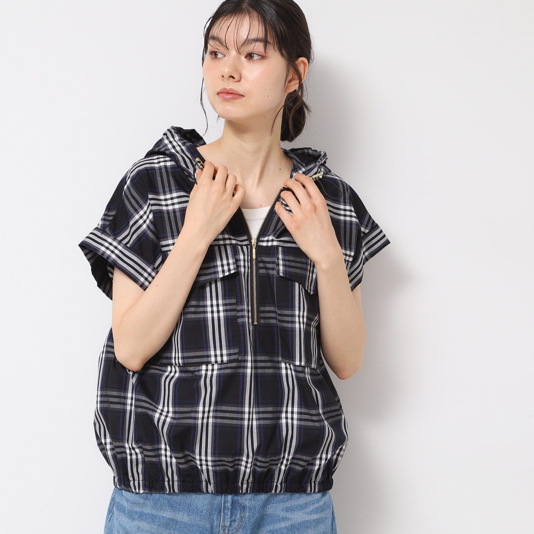 Dessin「【洗える】ハーフジップフーディーシャツ」|シャツ・ブラウス|