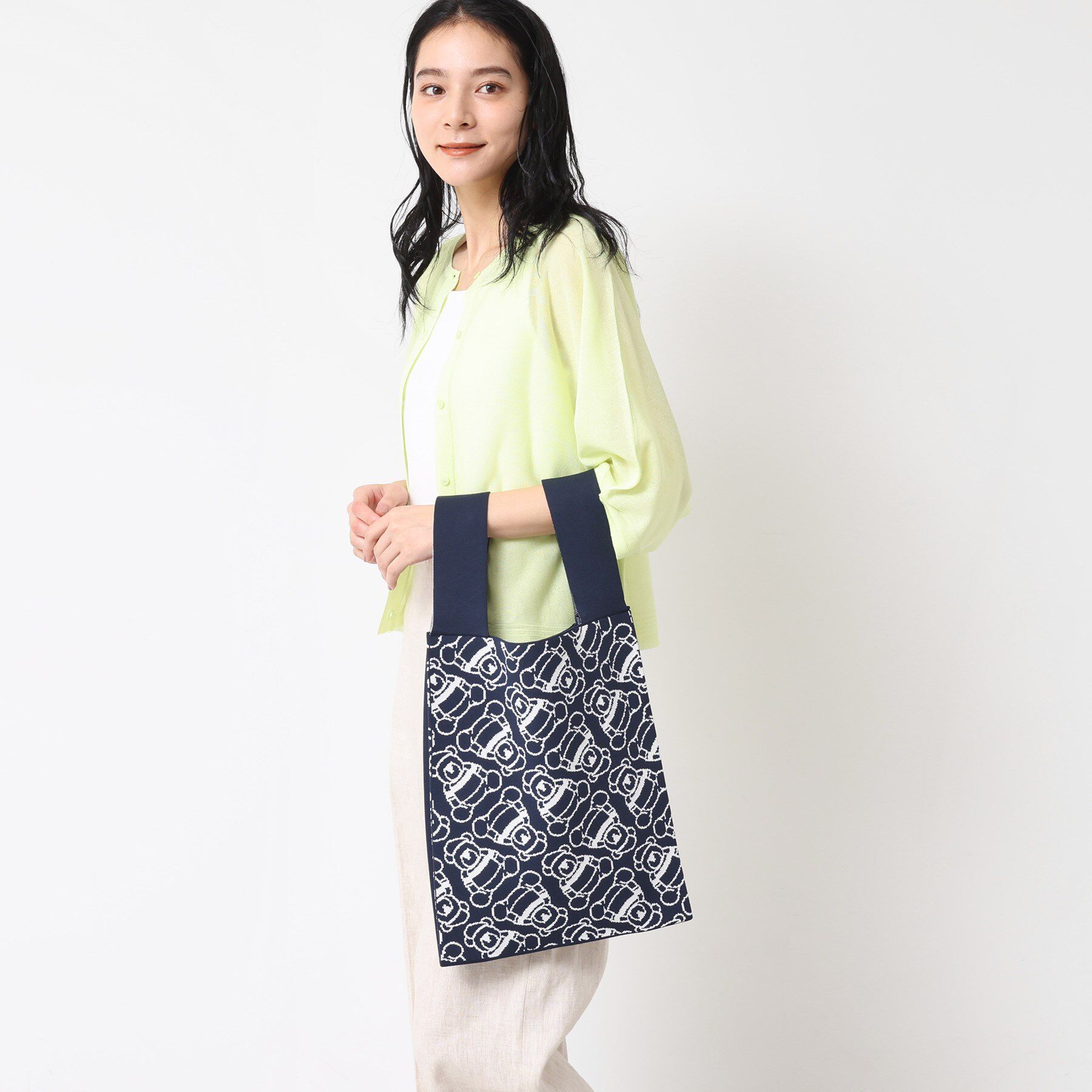 Dessin「【マシンウォッシャブル・A4収納可】Deddy ジャガードニットバッグ」|トートバッグ|