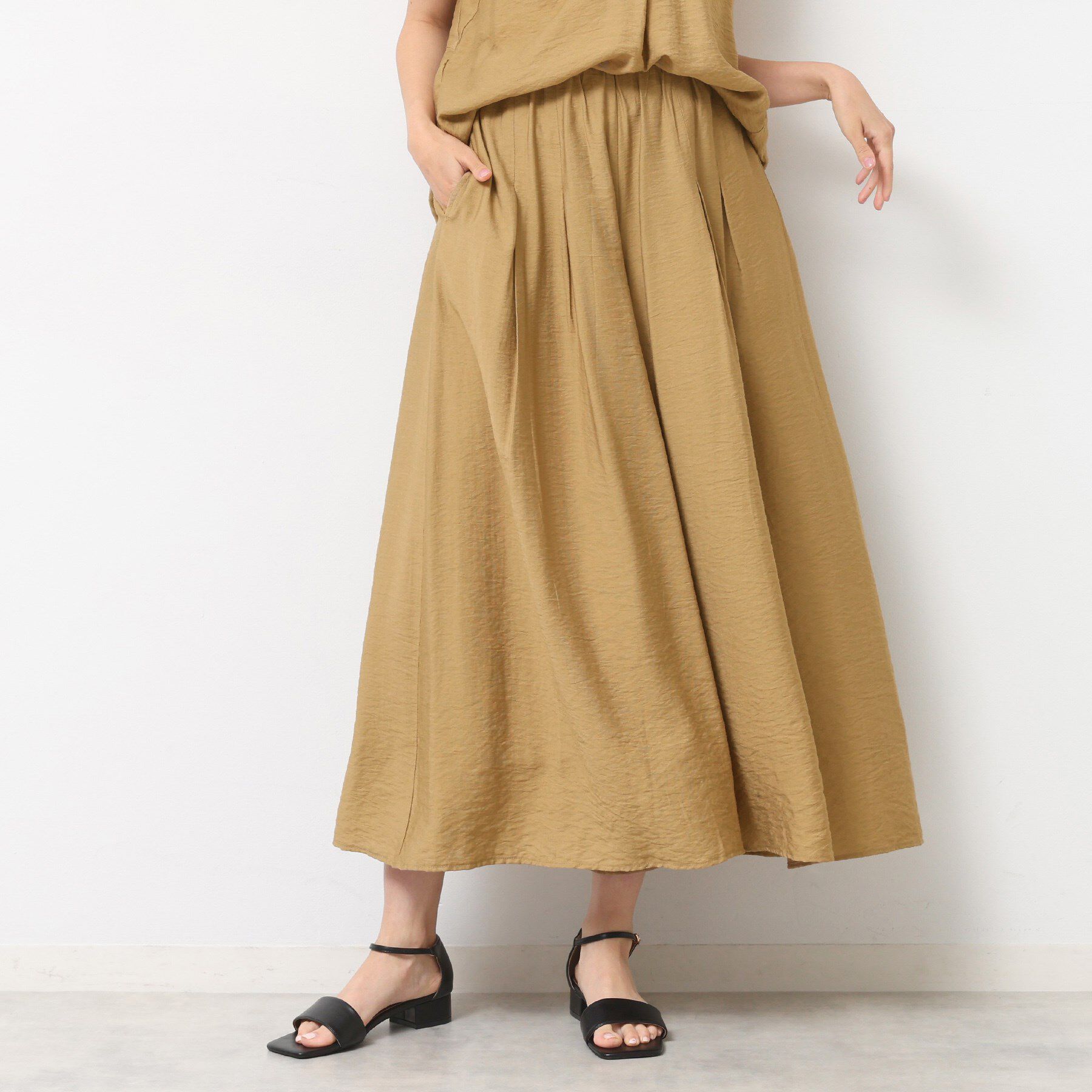 Dessin「【セットアップ可/ウエストゴム/洗える】ドレープワイドパンツ」|その他|ベージュ(052)