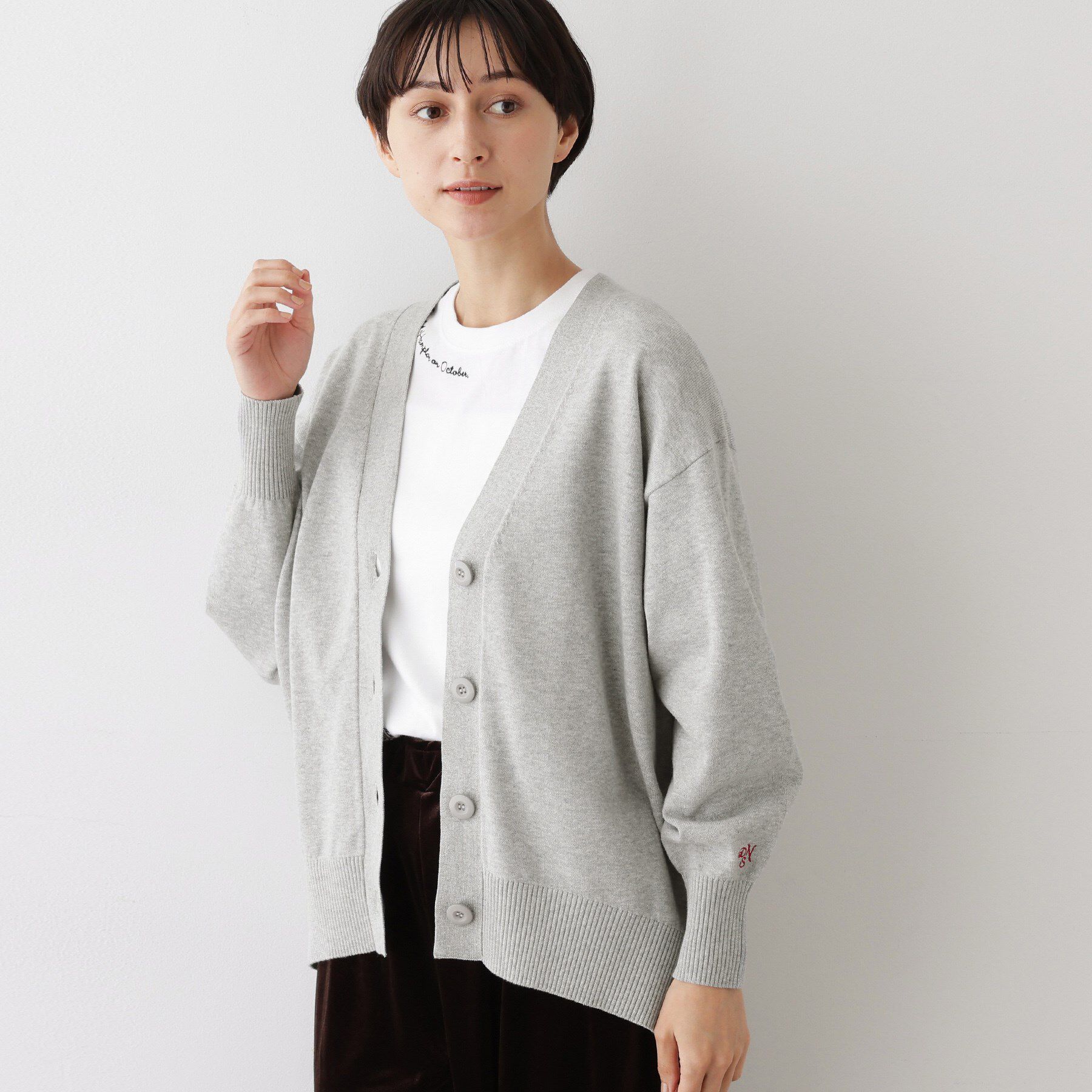 Dessin「【洗える】ジャカード編みVネックカーディガン」|カーディガン|