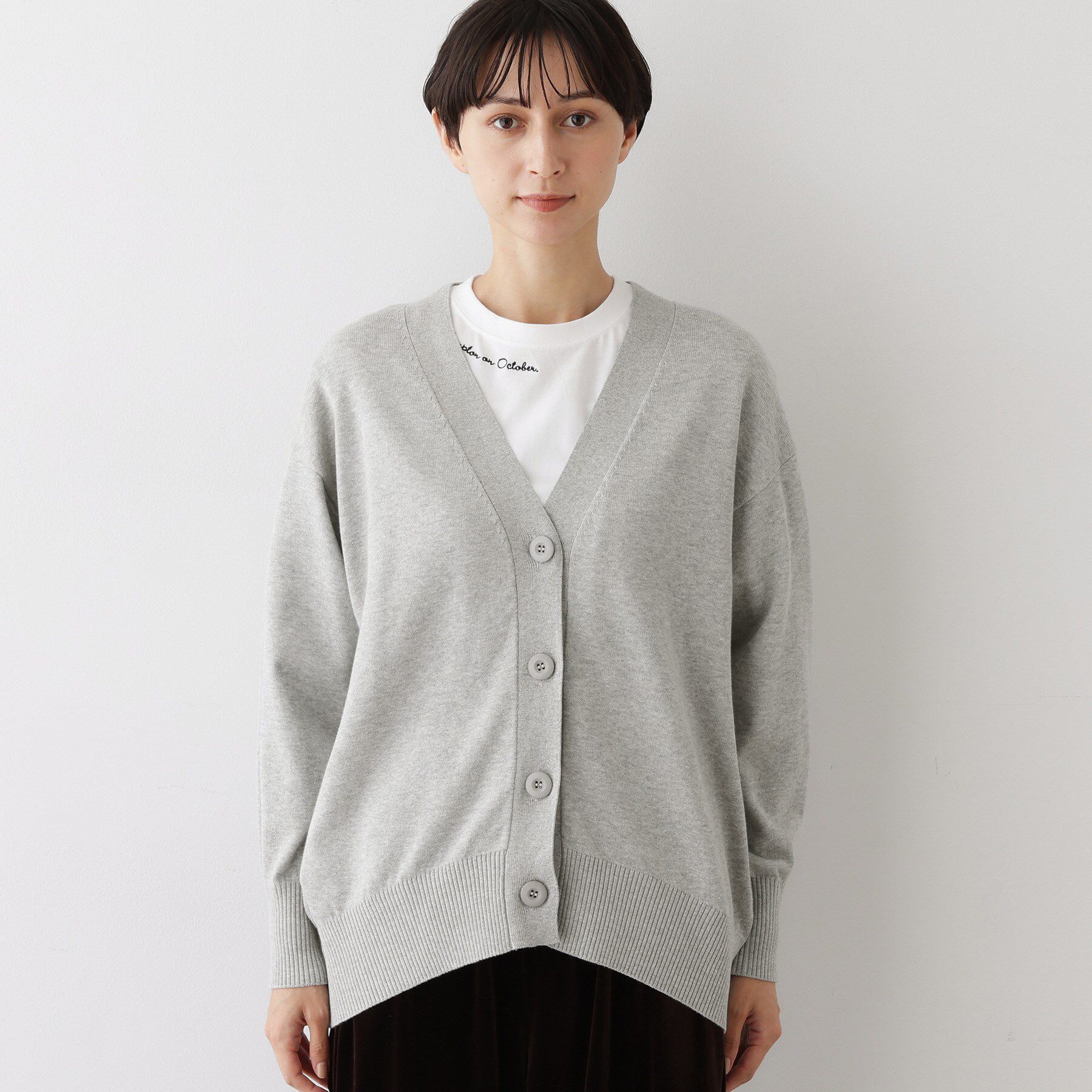 Dessin「【洗える】ジャカード編みVネックカーディガン」|カーディガン|