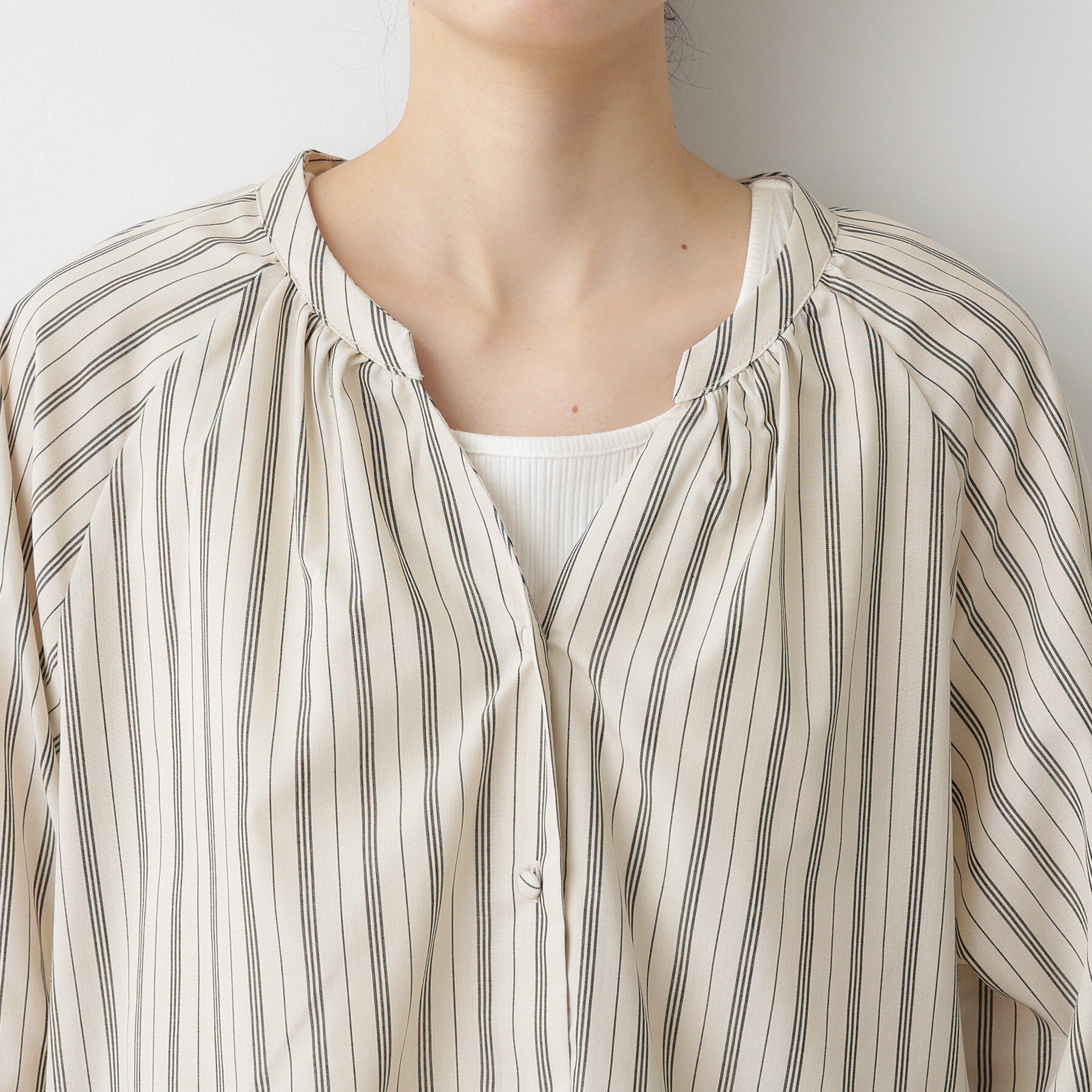 Dessin「【洗える】ストライプカフス袖ブラウス」|シャツ・ブラウス|