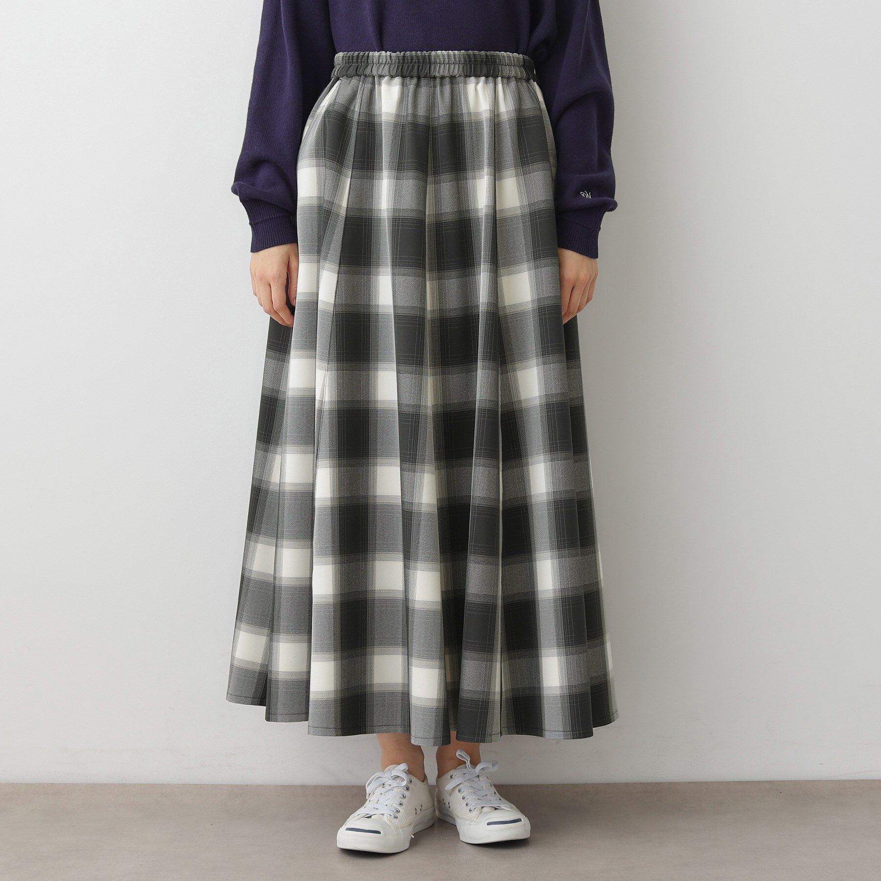 Dessin「【洗える・ウエストゴム】チェック柄フレアスカート」|スカート|