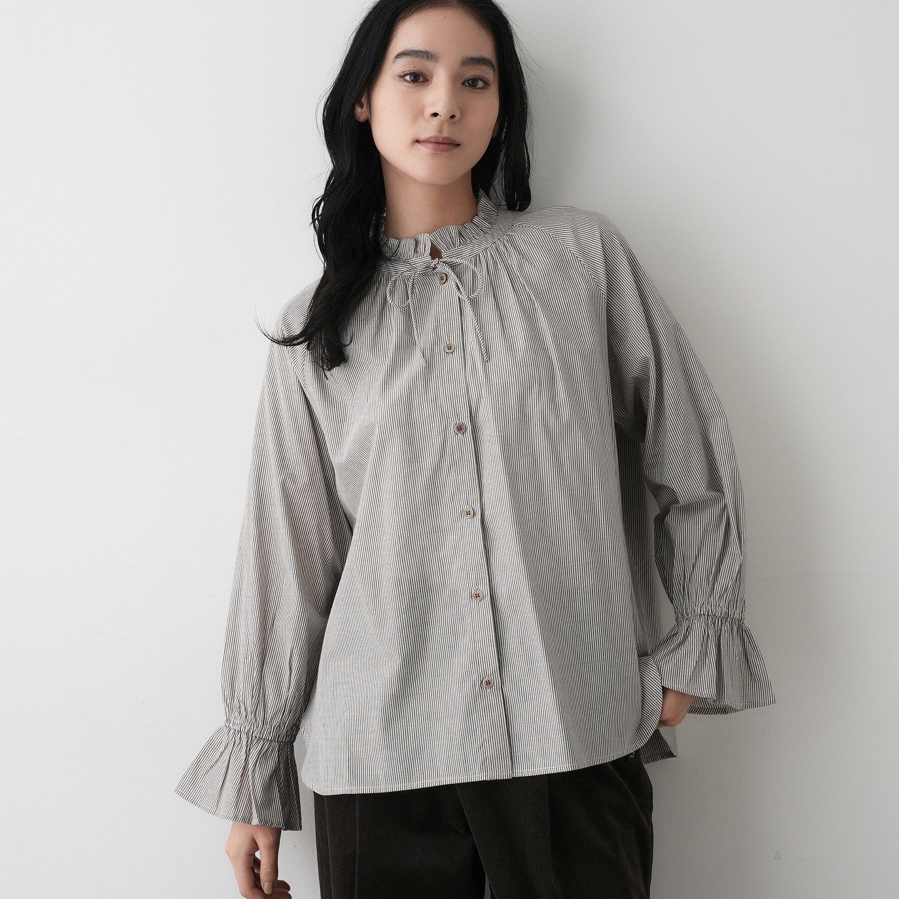 Dessin「【洗える】フリルネックシャツ」|シャツ・ブラウス|