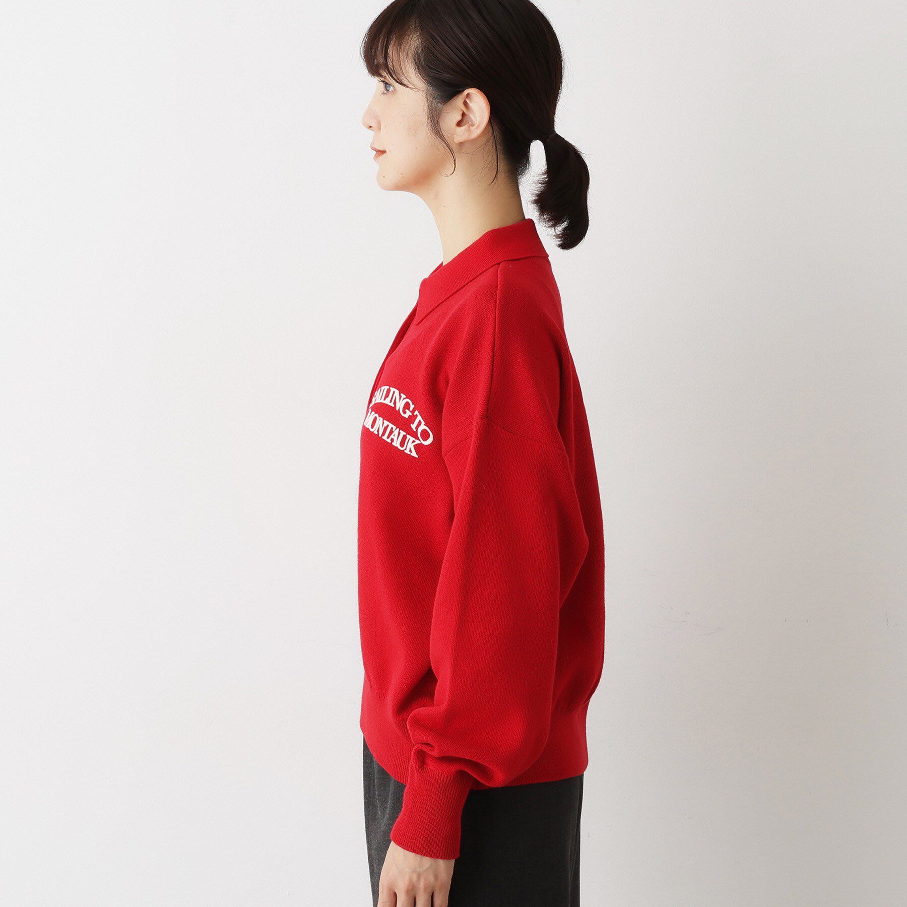 Dessin「【洗える】フロッキーロゴ入り襟付きニット」|ニット・セーター|