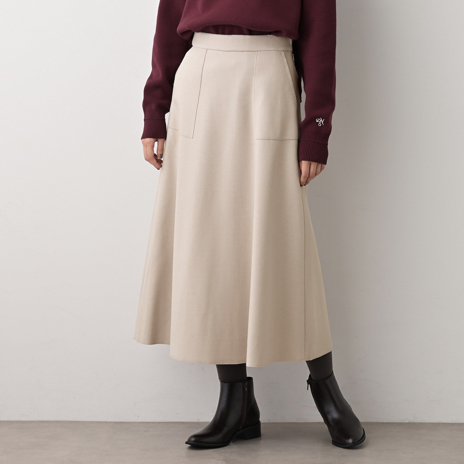 Dessin「メルトンジャージフレアスカート」|スカート|グレージュ(050)