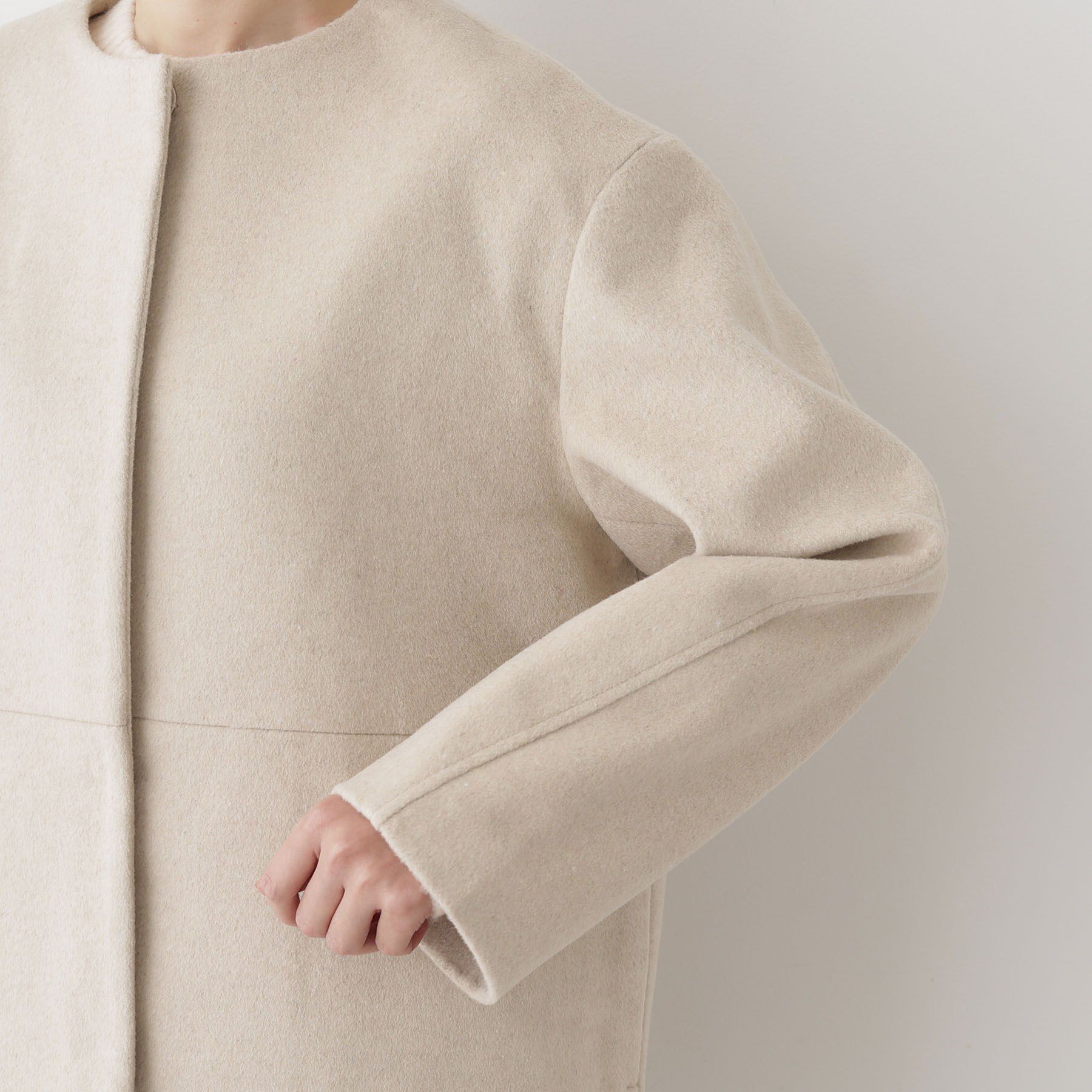 Dessin「ウール混クルーネックコート」|ノーカラーコート|