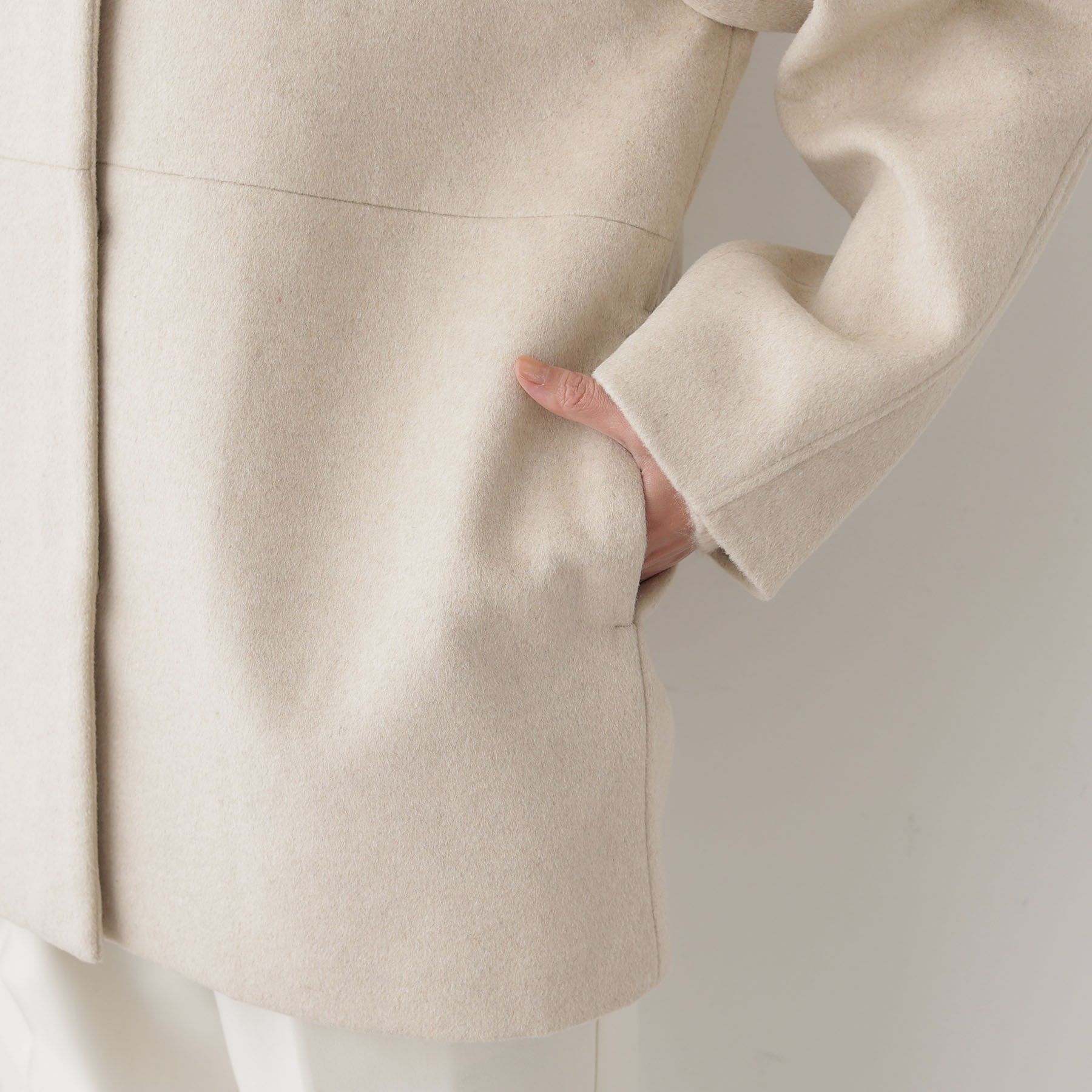 Dessin「ウール混クルーネックコート」|ノーカラーコート|