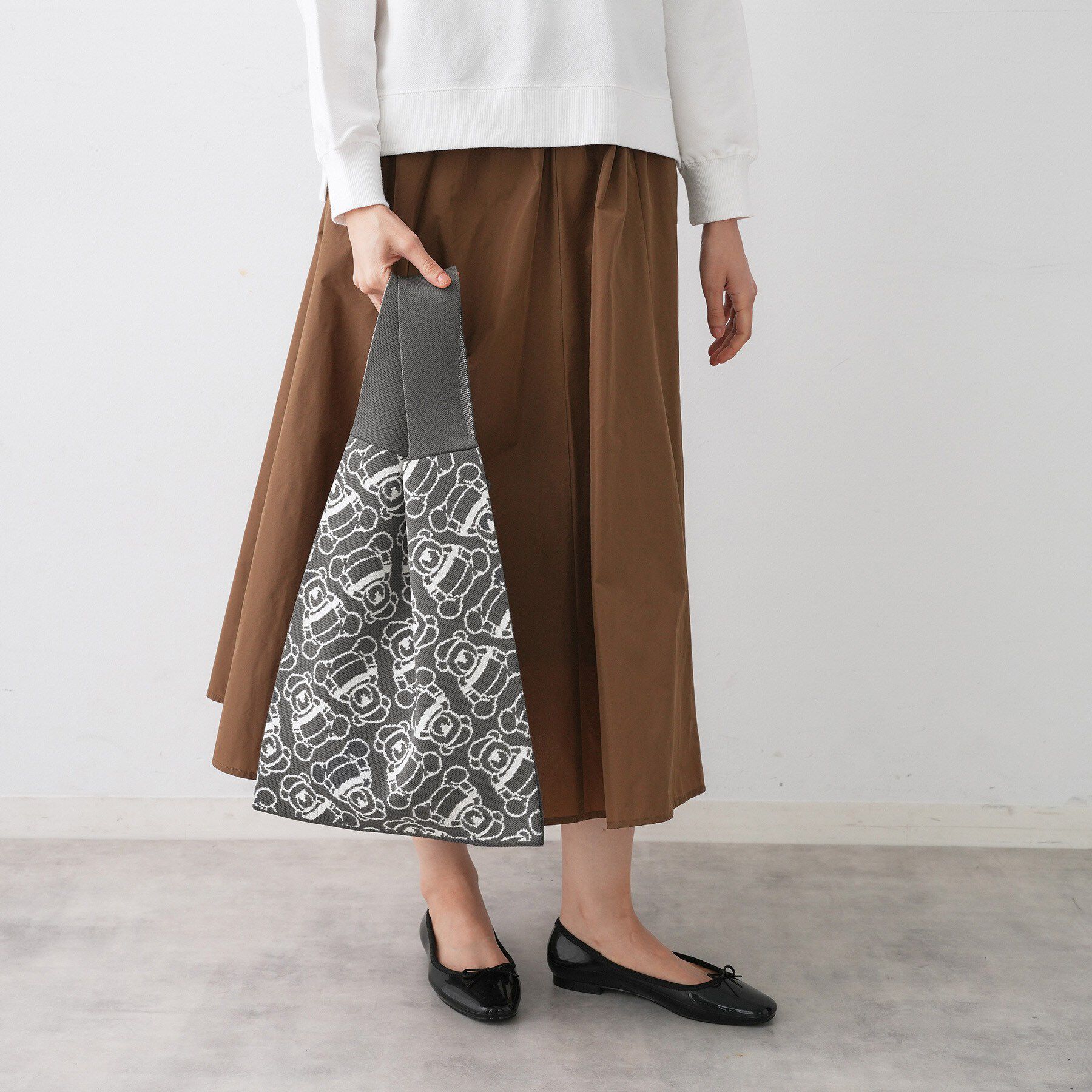 Dessin「【マシンウォッシャブル】Deddyジャガードニットバッグ」|トートバッグ|グレー(012)