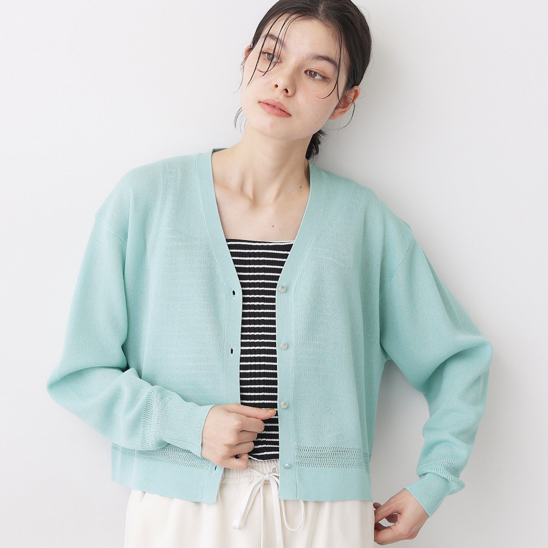 Dessin「【洗える】コットンブレンドVネックカーディガン」|カーディガン|