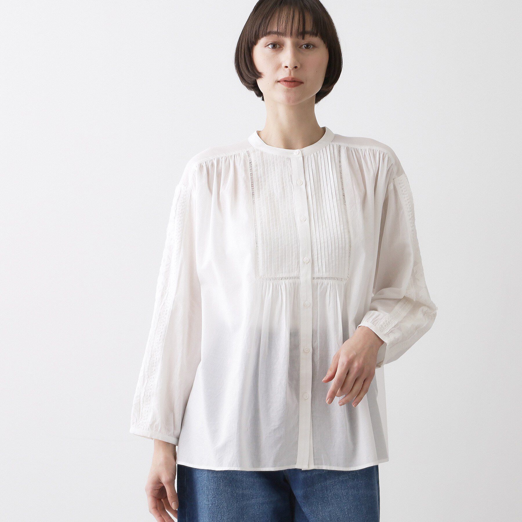 Dessin「【洗える】インドコットン刺繍ブラウス」|シャツ・ブラウス|