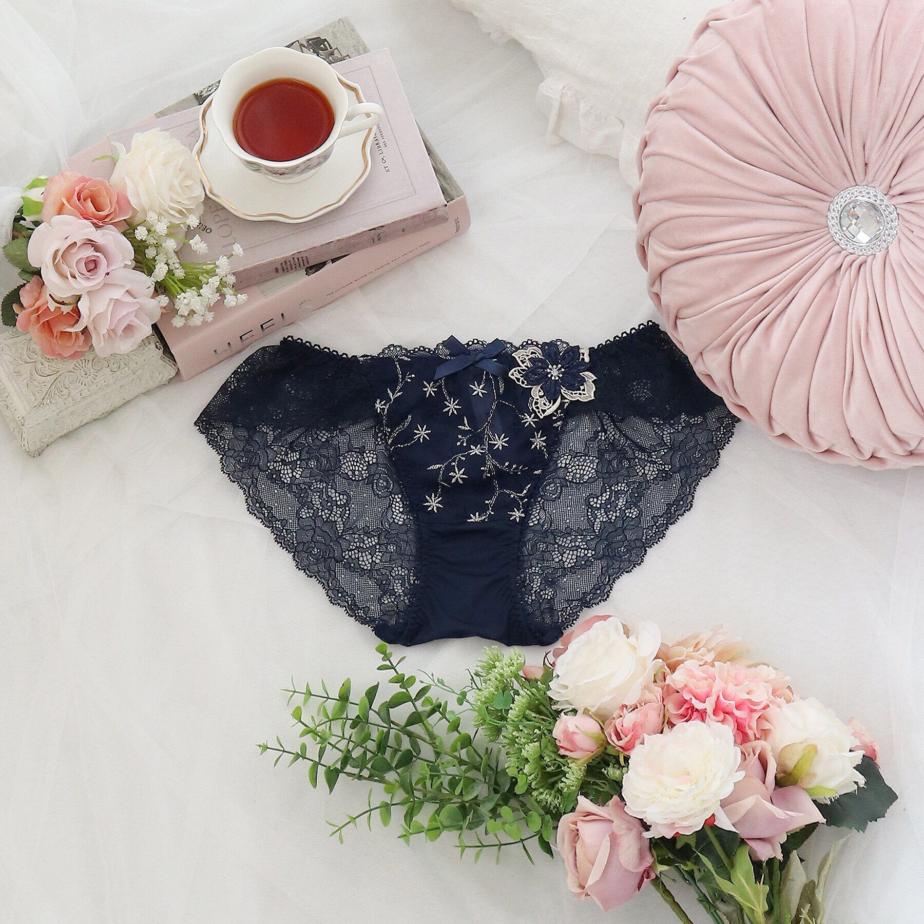 Risa Magli「リュシル レースショーツ」|インナー|ネイビー(093)