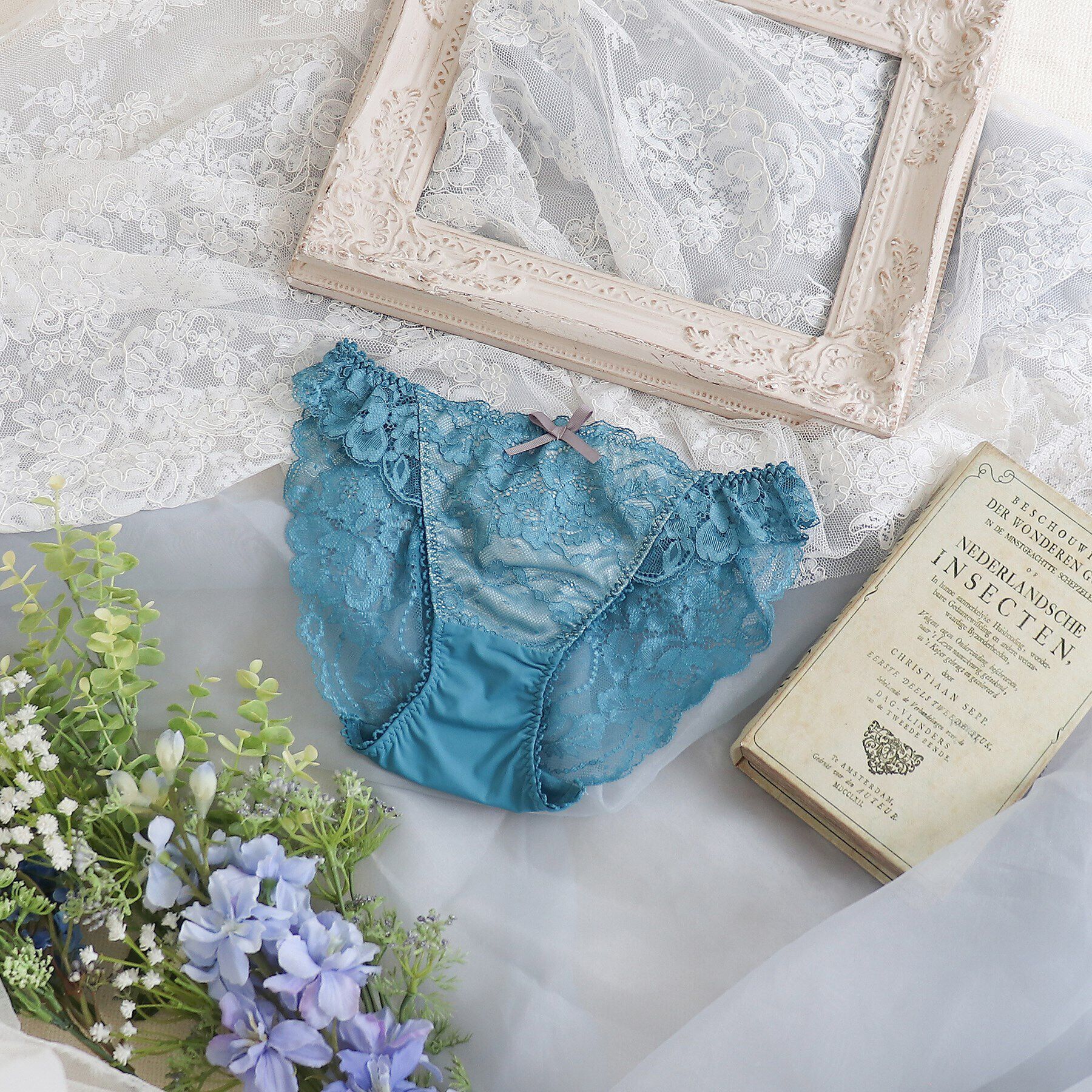 Risa Magli「ノーラ レースショーツ」|インナー|ブルー(092)