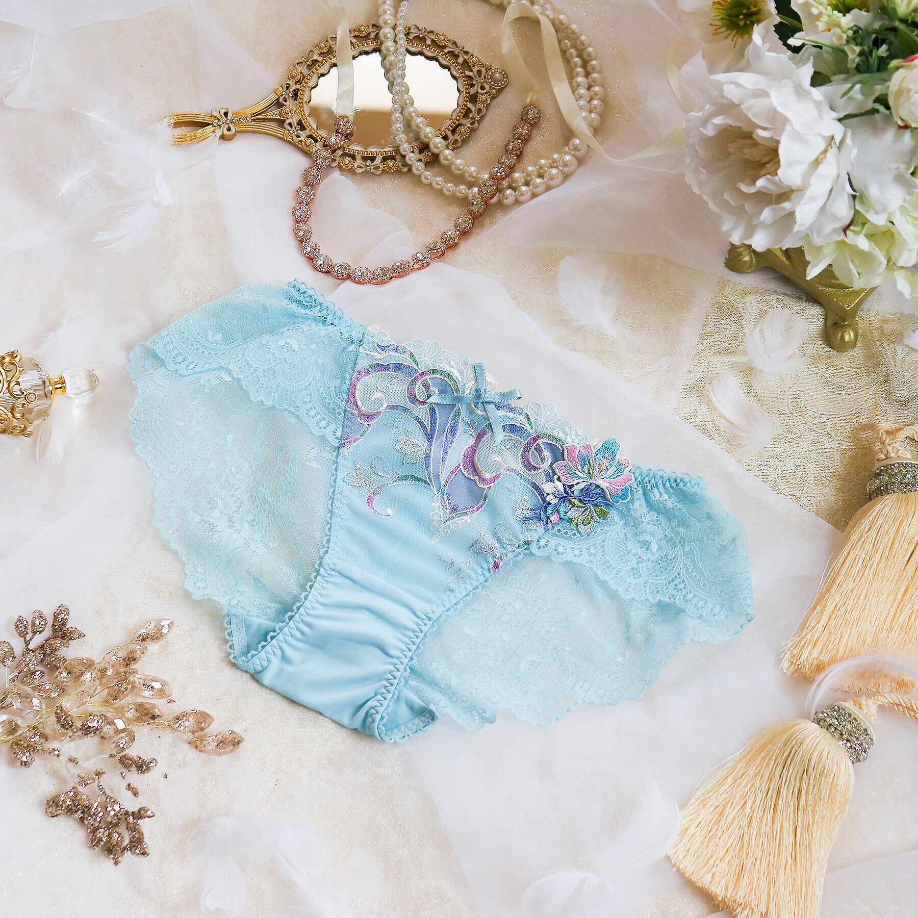 Risa Magli「シトリン レースショーツ」|インナー|ブルー(092)