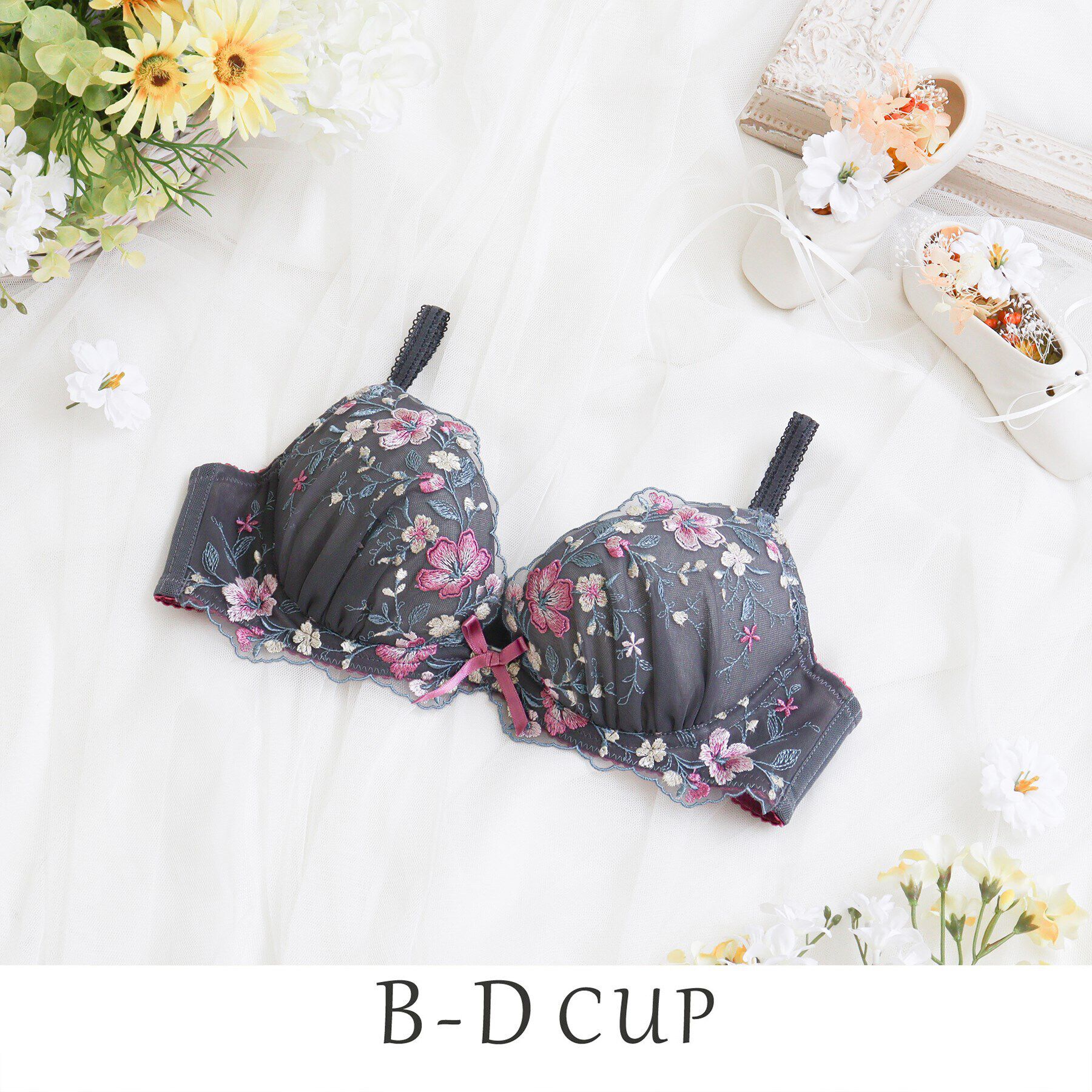 Risa Magli「シェンナ ブラジャー（B-D）＜リサマリ ミラクル谷間ブラ＞」|インナー|グレー(012)