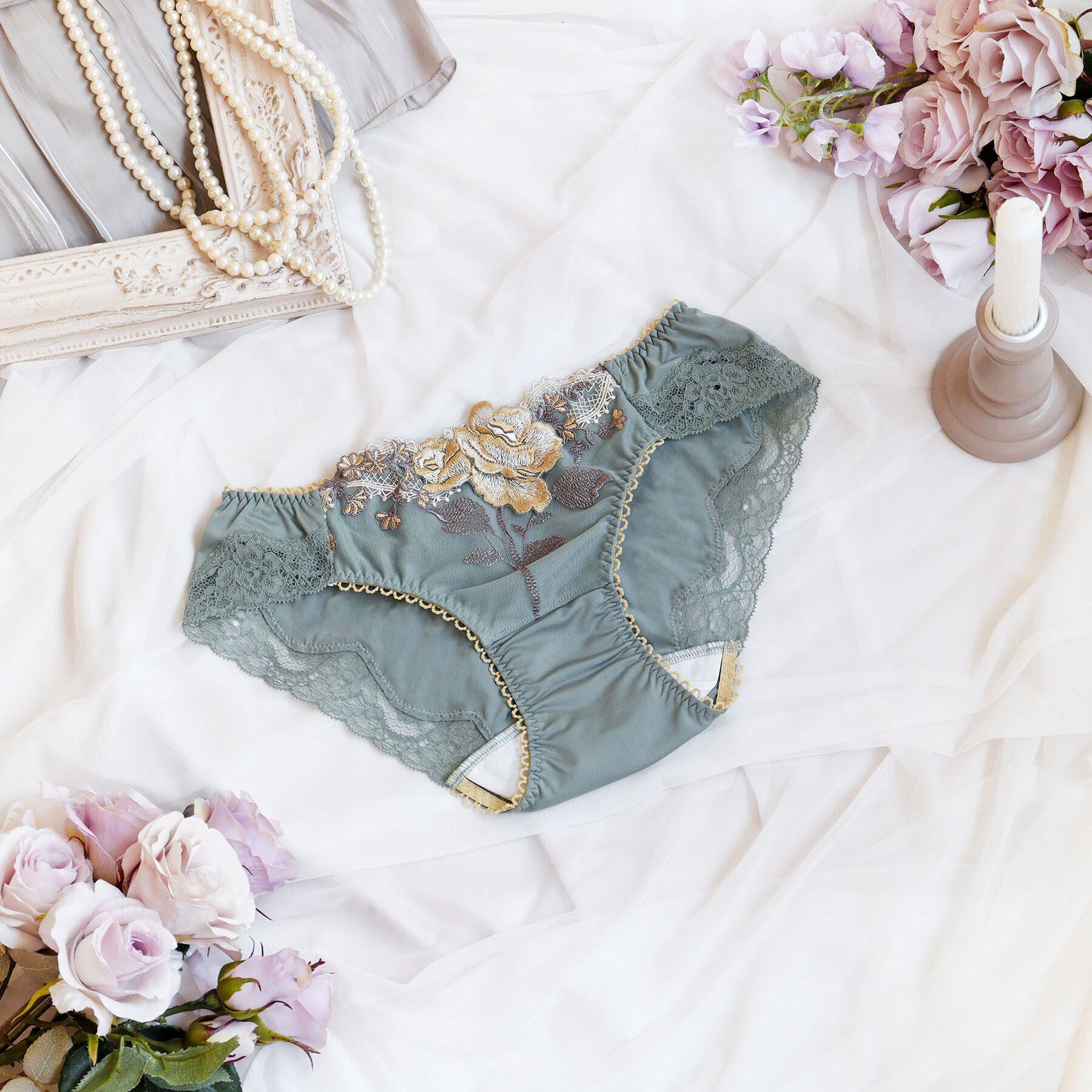 Risa Magli「フロリーナ サニタリーショーツ」|インナー|グリーン(022)