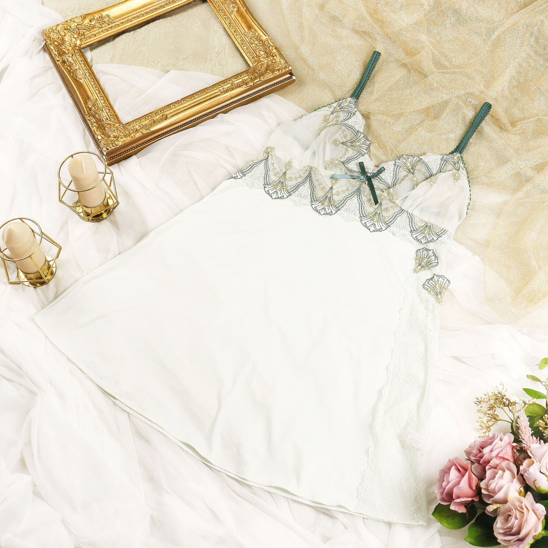 Risa Magli「シェール スリップ」|キャミソール|グリーン(022)