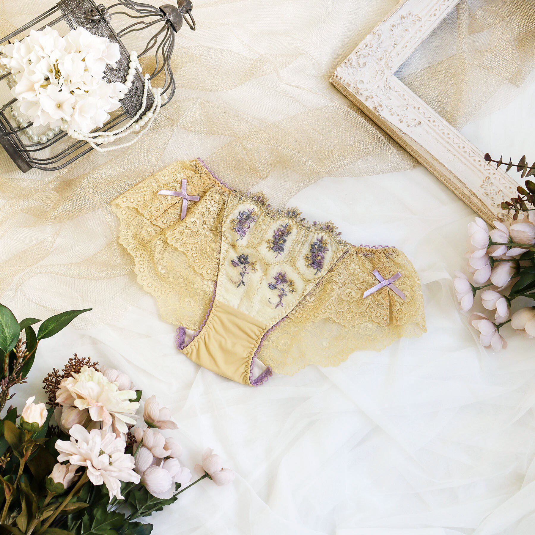 Risa Magli「シーラ レースショーツ」|インナー|マスタード(033)