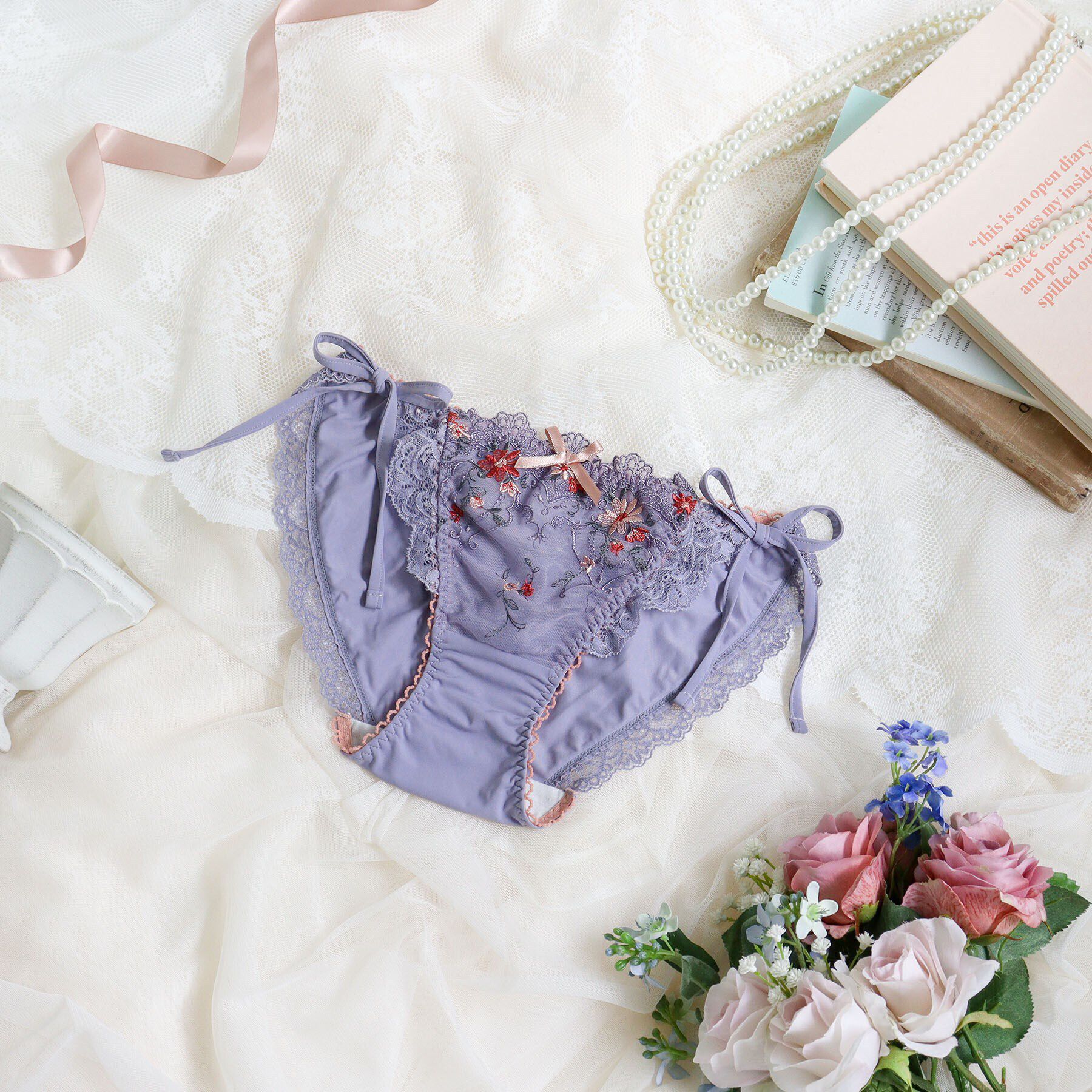 Risa Magli「フィオナ リボンショーツ」|インナー|パープル(083)