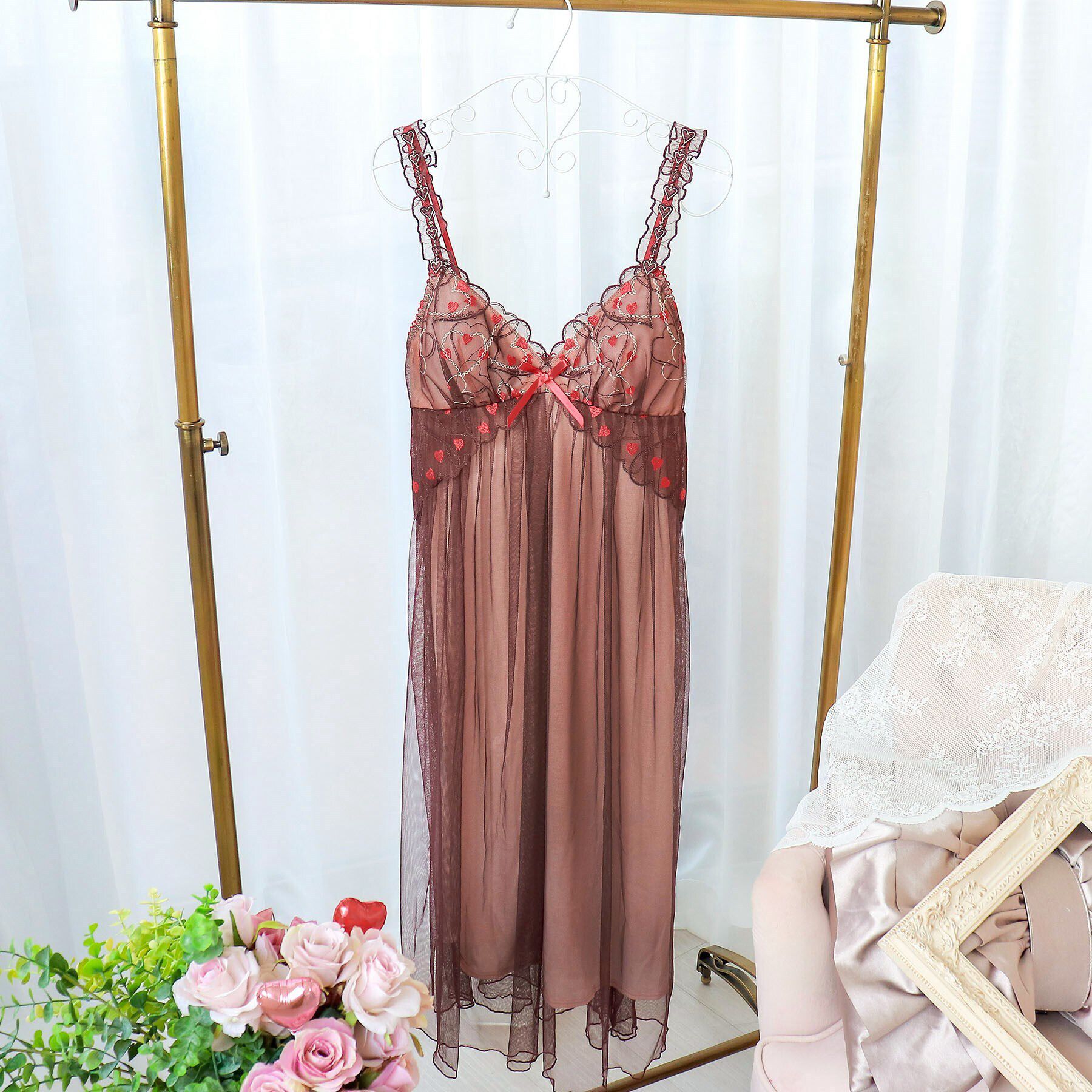 Risa Magli「ジアン カップ付マキシワンピース」|インナー|ブラウン(043)