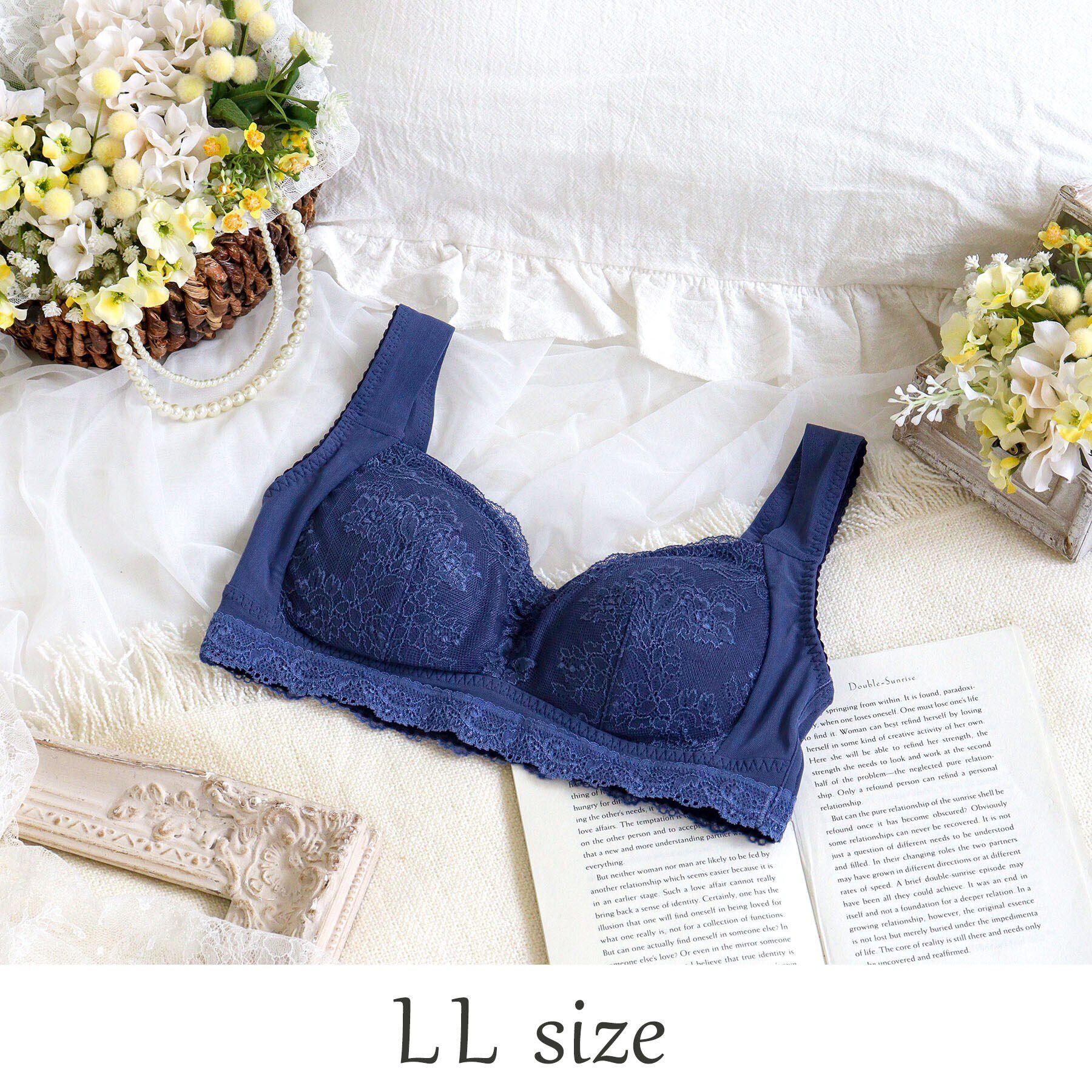 Risa Magli「イリーナ おやすみブラ（LL）」|インナー|ネイビー(094)
