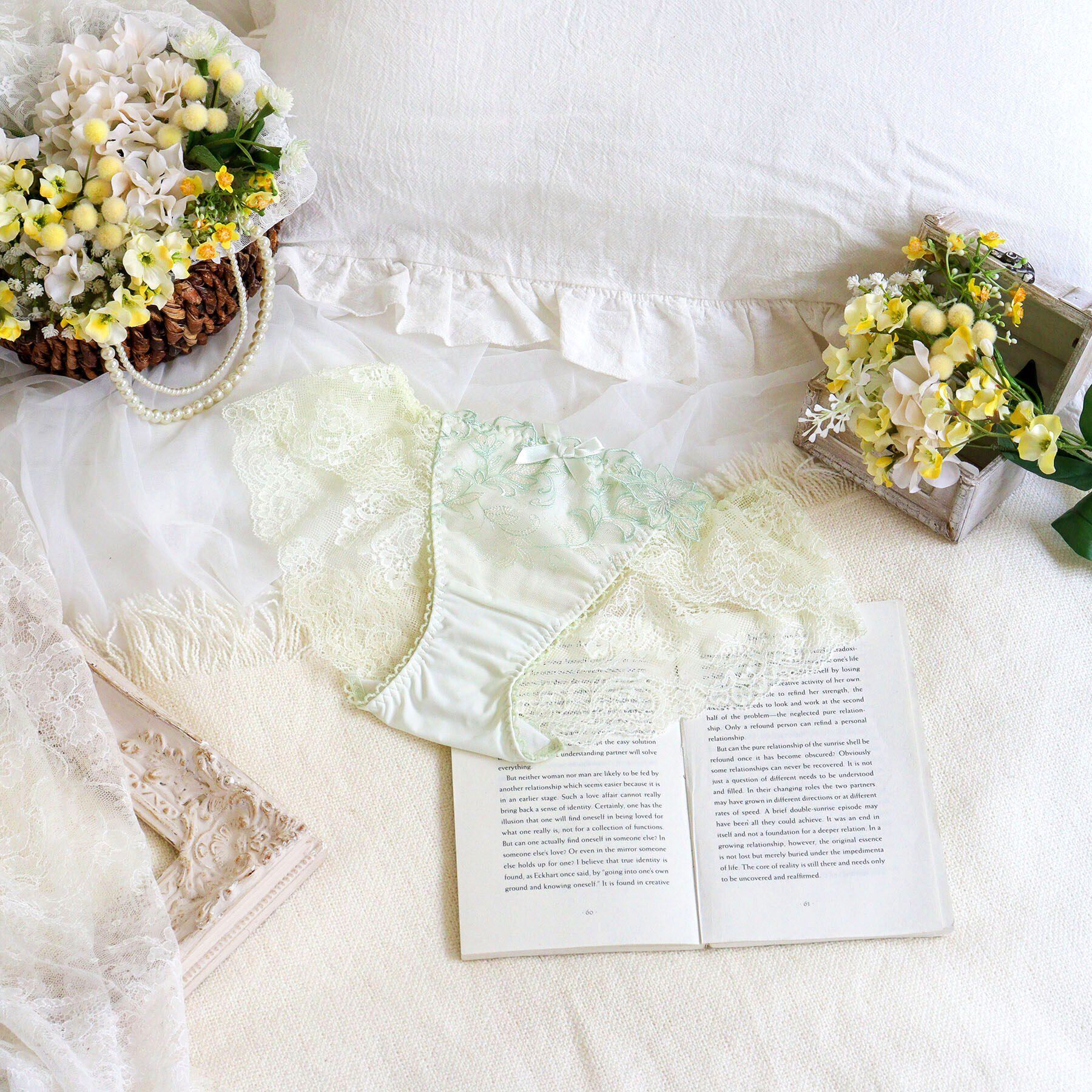 Risa Magli「イリーナ レースショーツ」|インナー|ミントグリーン(02