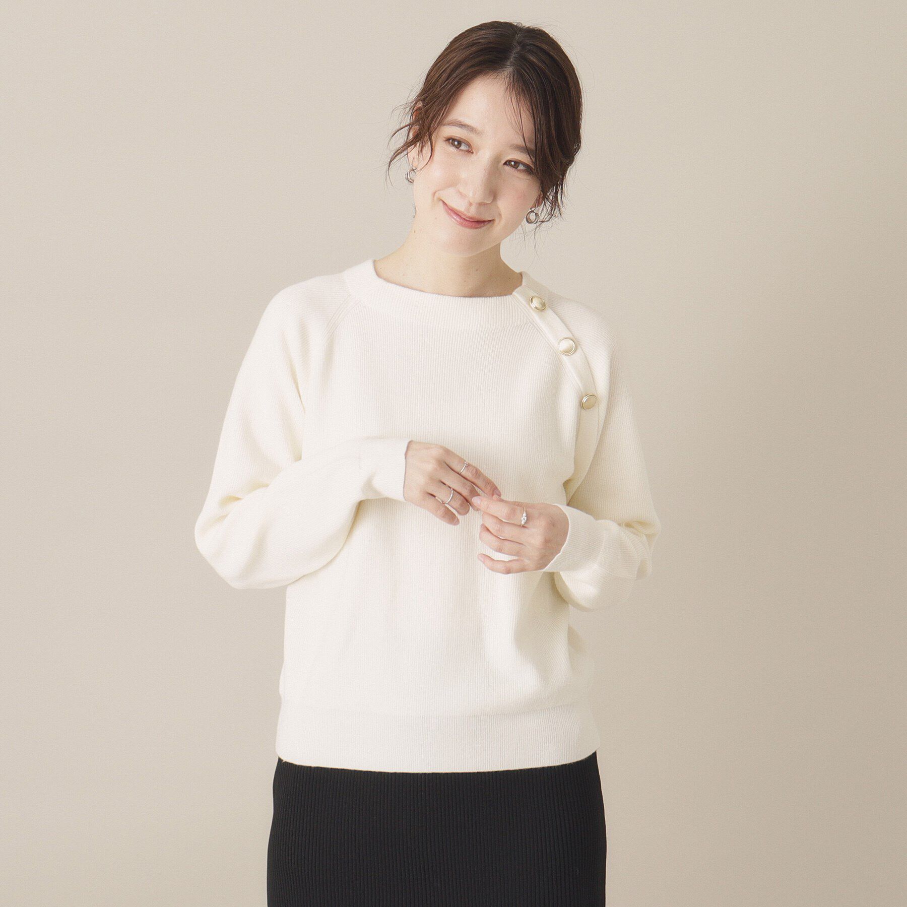 ITS&rsquo;DEMO「【手洗い可】肩ボタン畦ニット」|ニット・セーター|