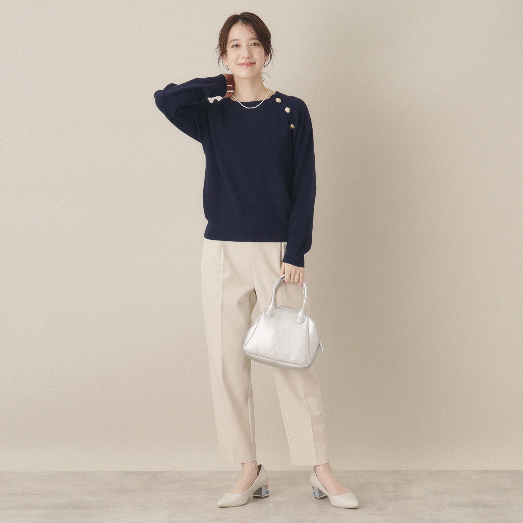 ITS&rsquo;DEMO「【手洗い可】肩ボタン畦ニット」|ニット・セーター|