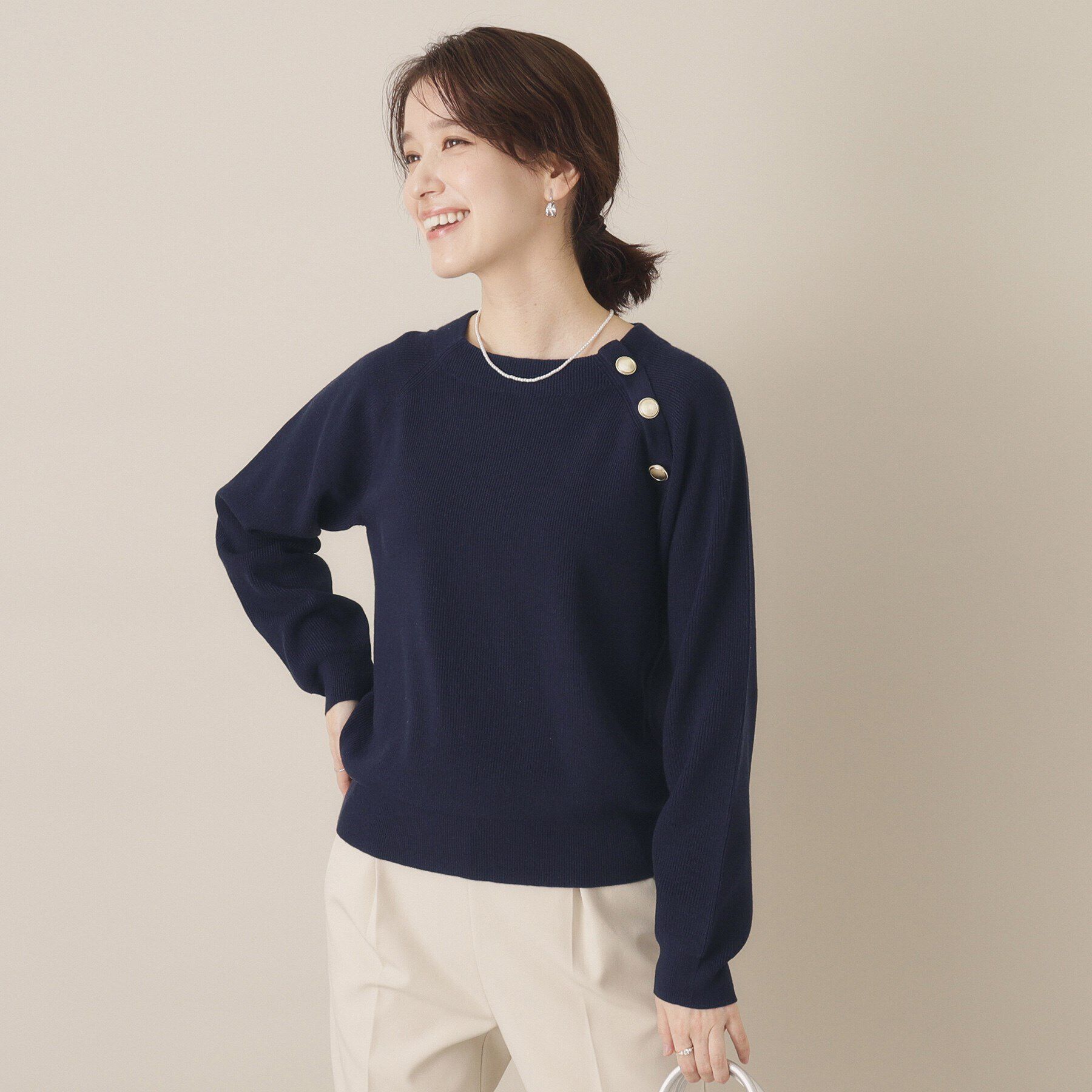 ITS&rsquo;DEMO「【手洗い可】肩ボタン畦ニット」|ニット・セーター|