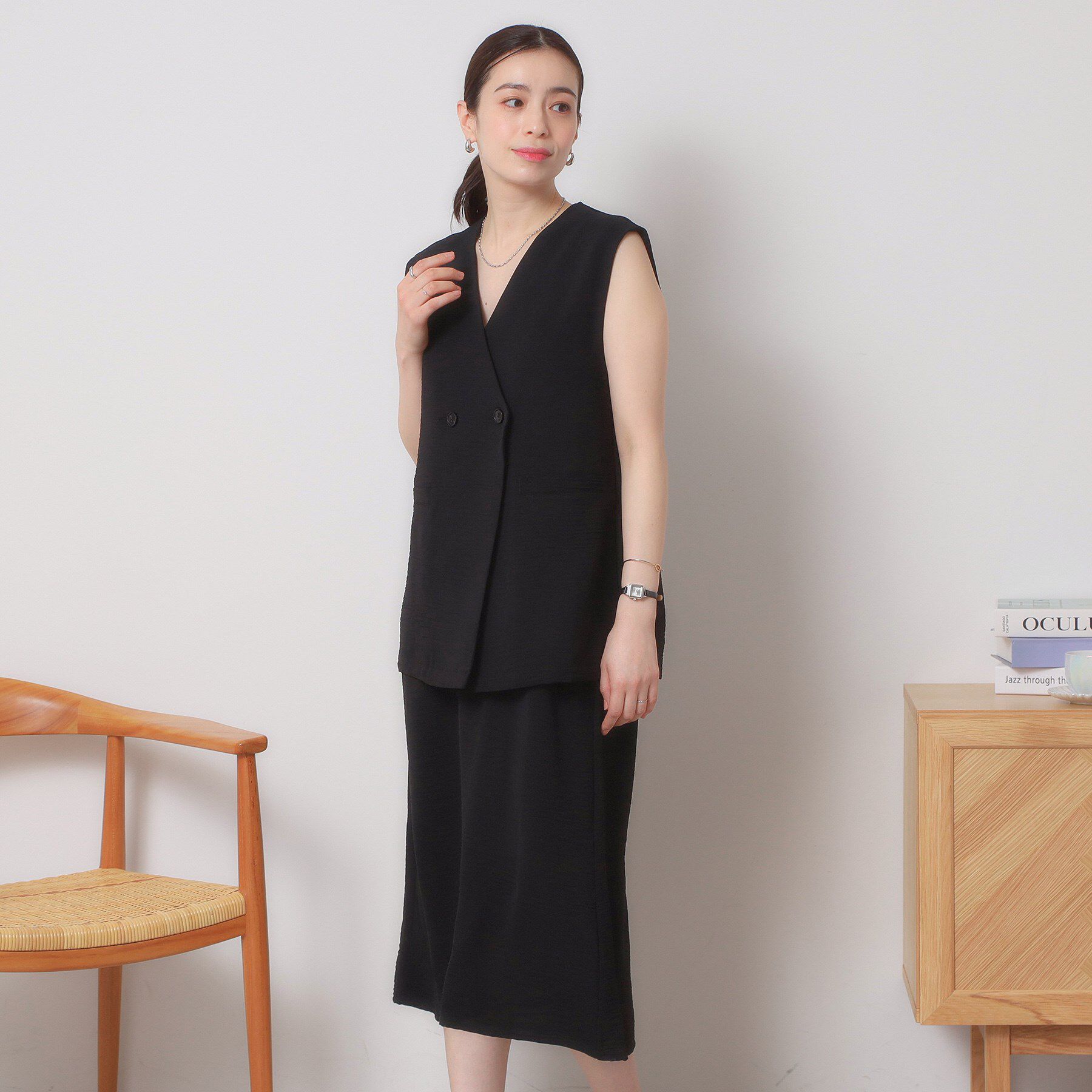 ITS&rsquo;DEMO「【接触冷感／吸水速乾／洗濯機OK／イージーケア】ジレ&times;キャミワンピースセット＜ラク服シリーズ＞」|ワンピース|