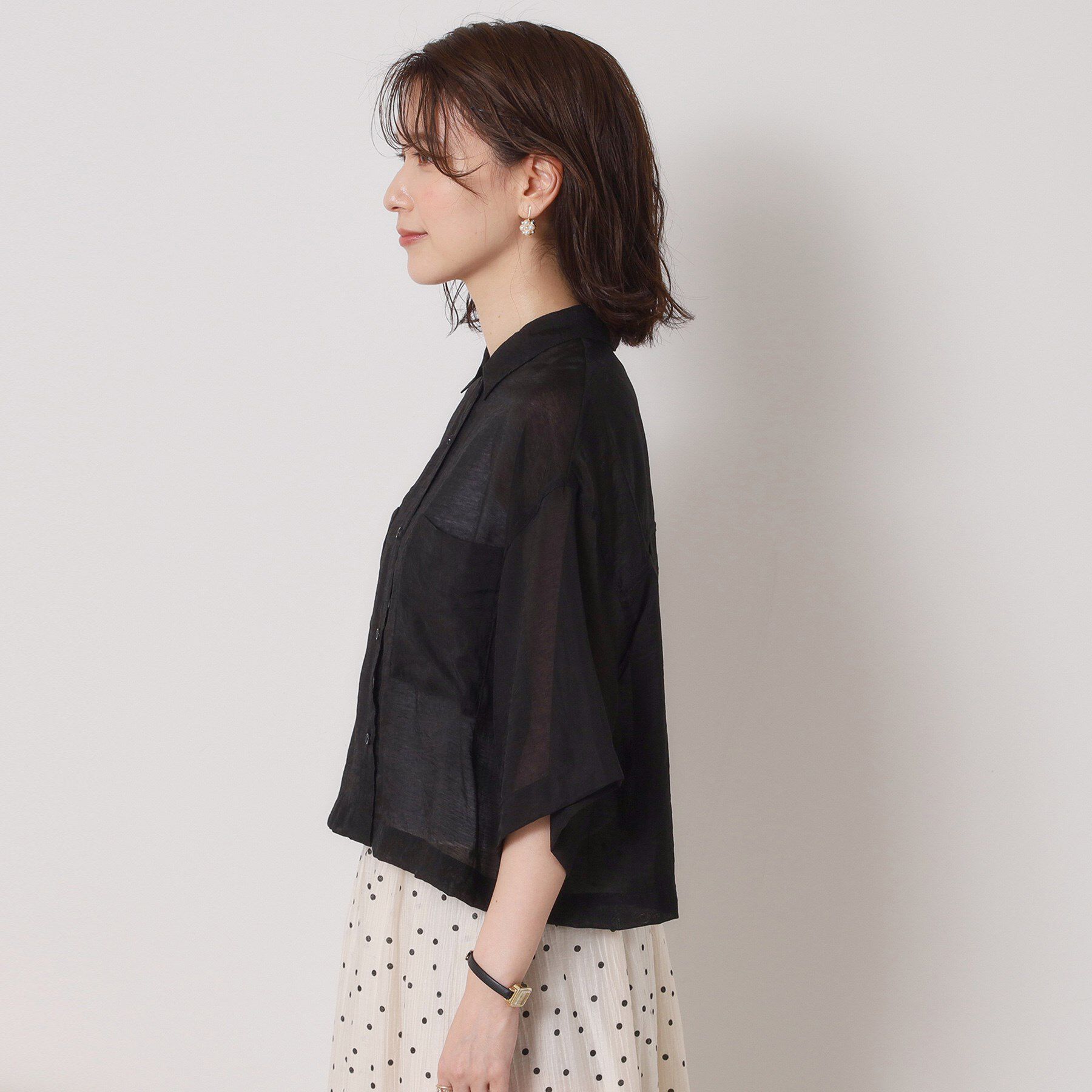 ITS&rsquo;DEMO「【手洗い可】シアーショート丈シャツ」|シャツ・ブラウス|