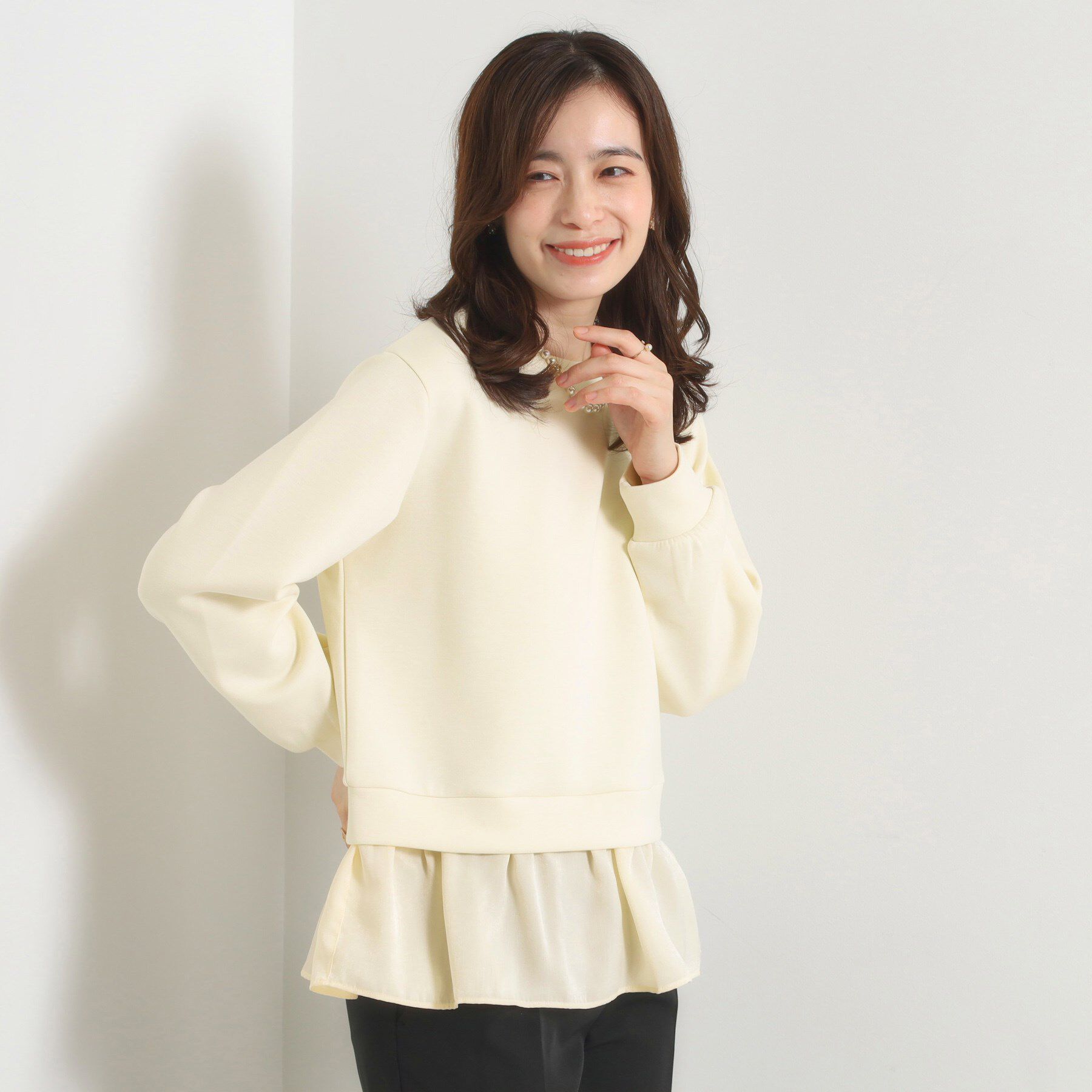 ITS&rsquo;DEMO「【洗濯機OK】異素材コンビプルオーバー」|Tシャツ・カットソー|