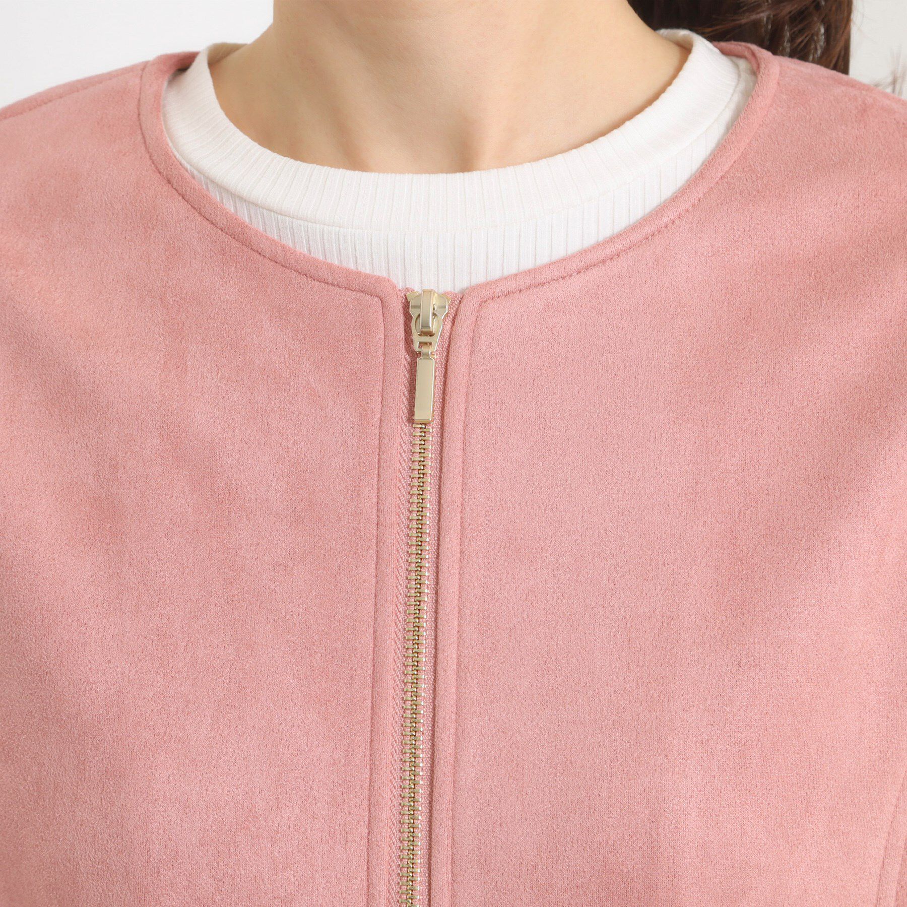 ITS&rsquo;DEMO「カットフェイクスエードジャケット」|ノーカラージャケット|