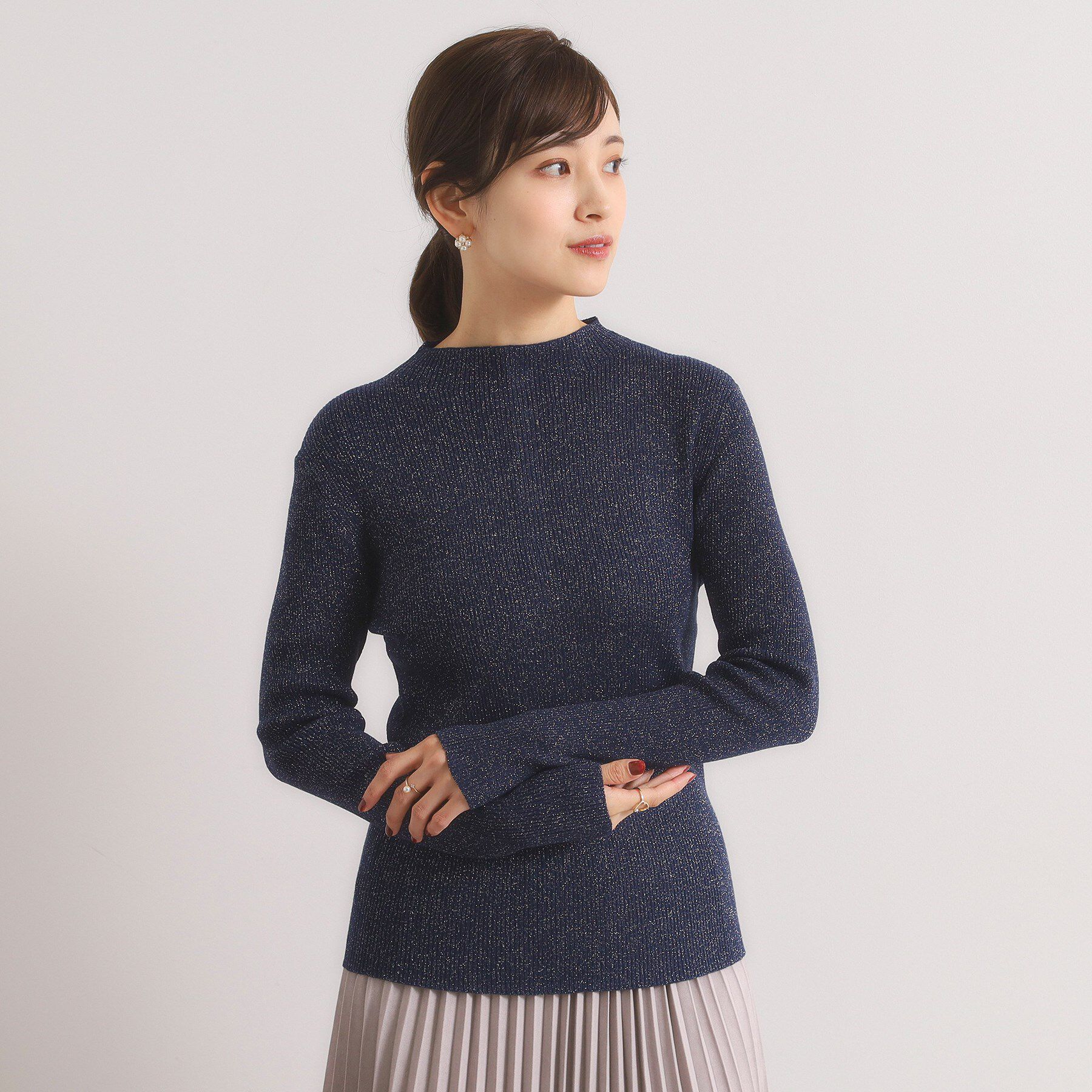 ITS&rsquo;DEMO「【手洗い可】ラメリブボトルネックニット」|ニット・セーター|