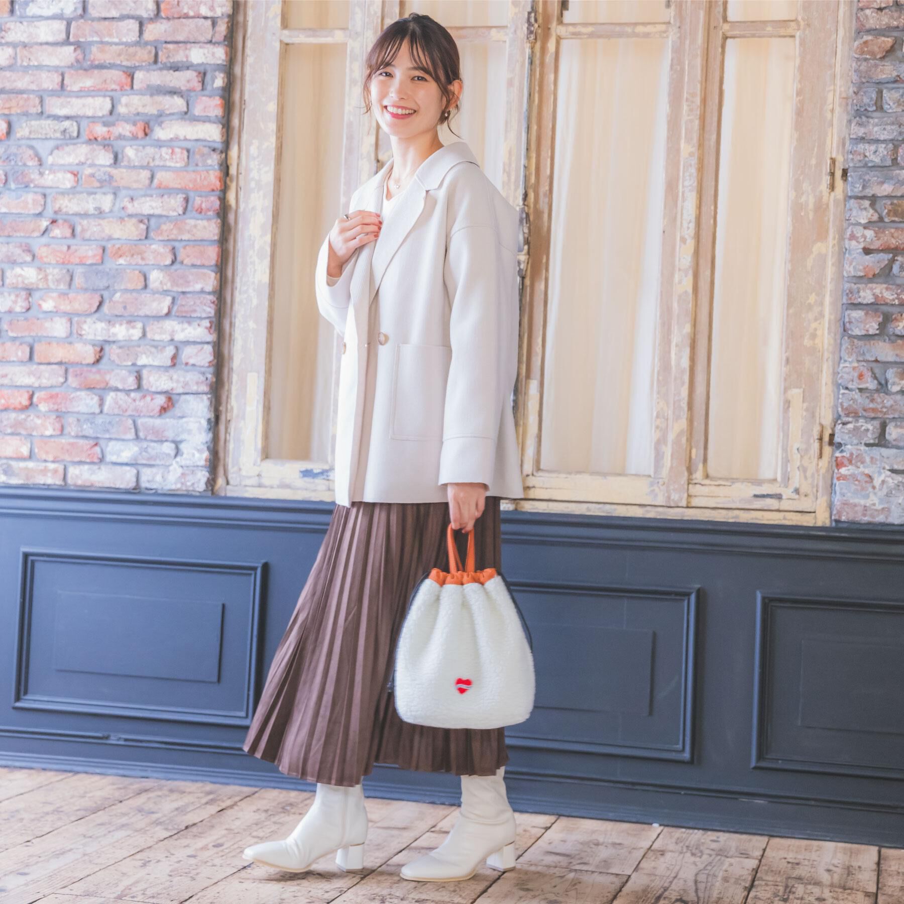 ITS&rsquo;DEMO「裏リブミディ丈ダブルコート」|チェスターコート|