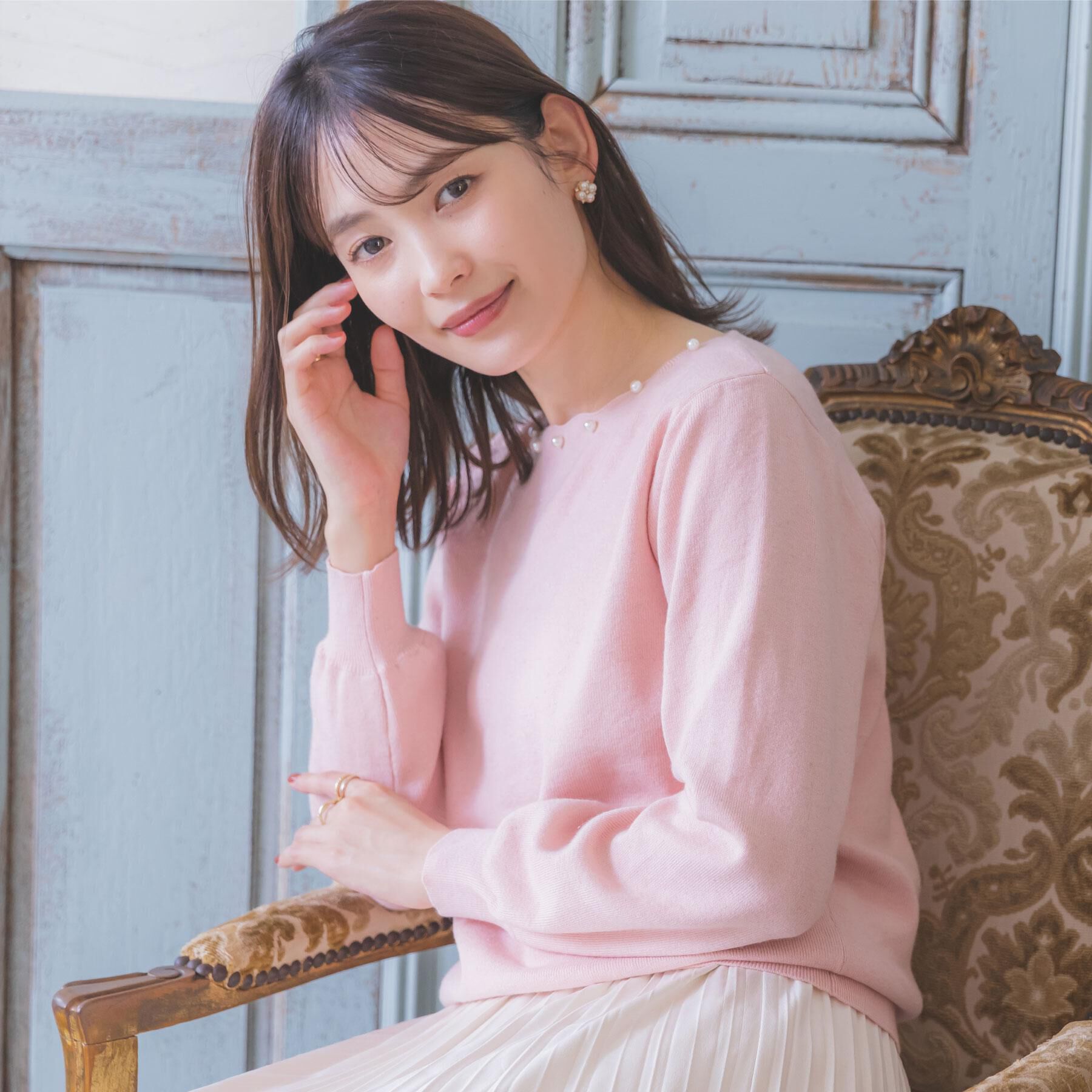 ITS&rsquo;DEMO「【手洗い可】スカラップパール調ラメニット」|ニット・セーター|