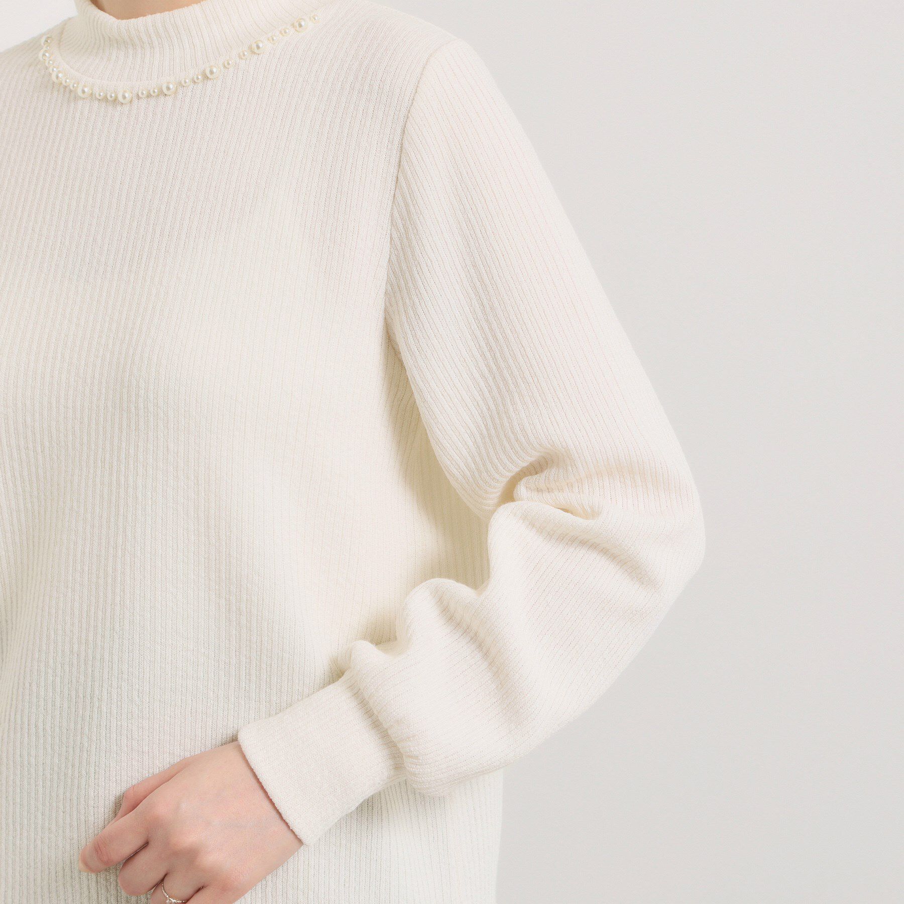 ITS&rsquo;DEMO「【手洗い可】パール調衿起毛リブプルオーバー」|Tシャツ・カットソー|