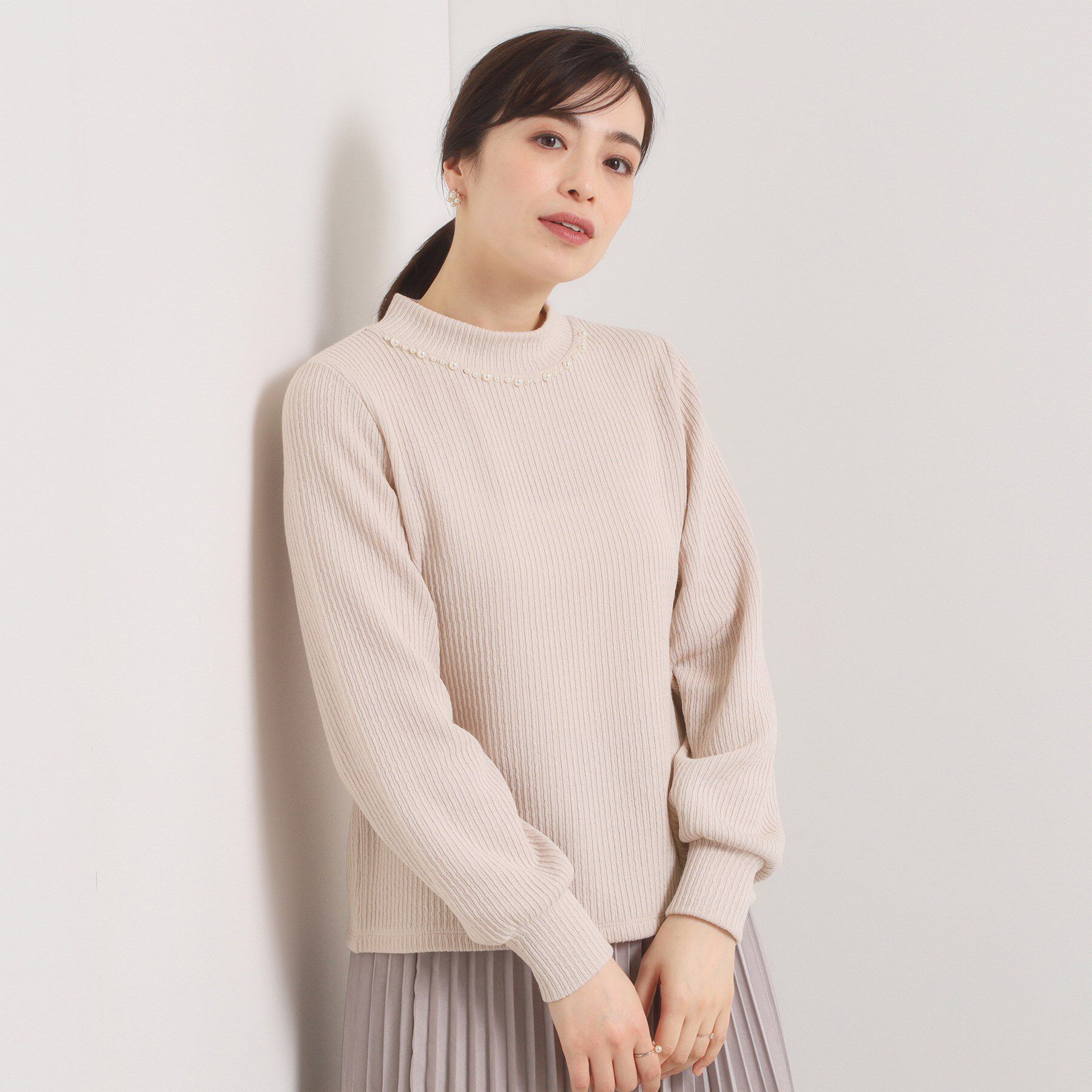 ITS&rsquo;DEMO「【手洗い可】パール調衿起毛リブプルオーバー」|Tシャツ・カットソー|